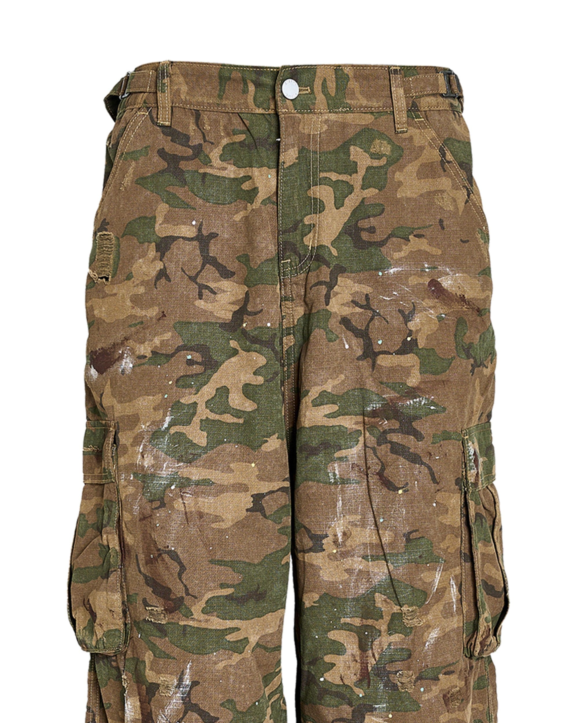 STEEPC Ink-Splashed Camo Cargo Pants Green