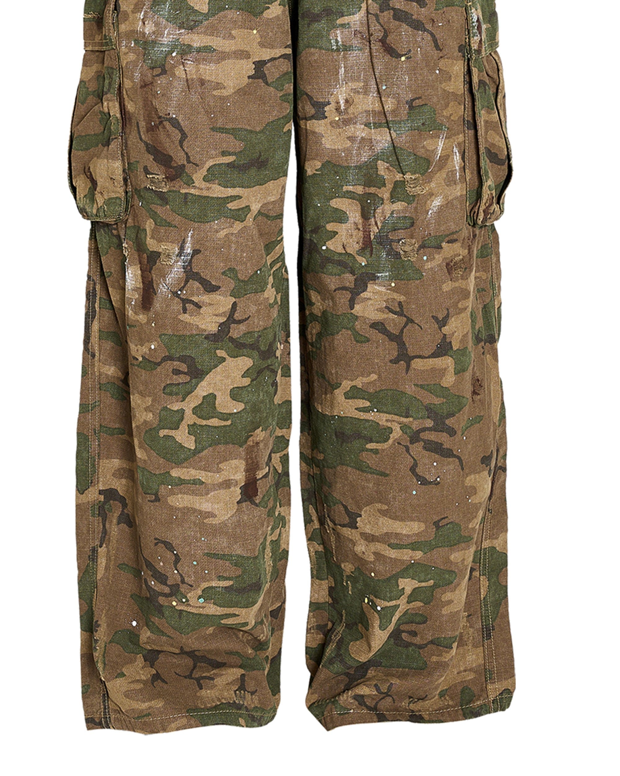 STEEPC Ink-Splashed Camo Cargo Pants Green