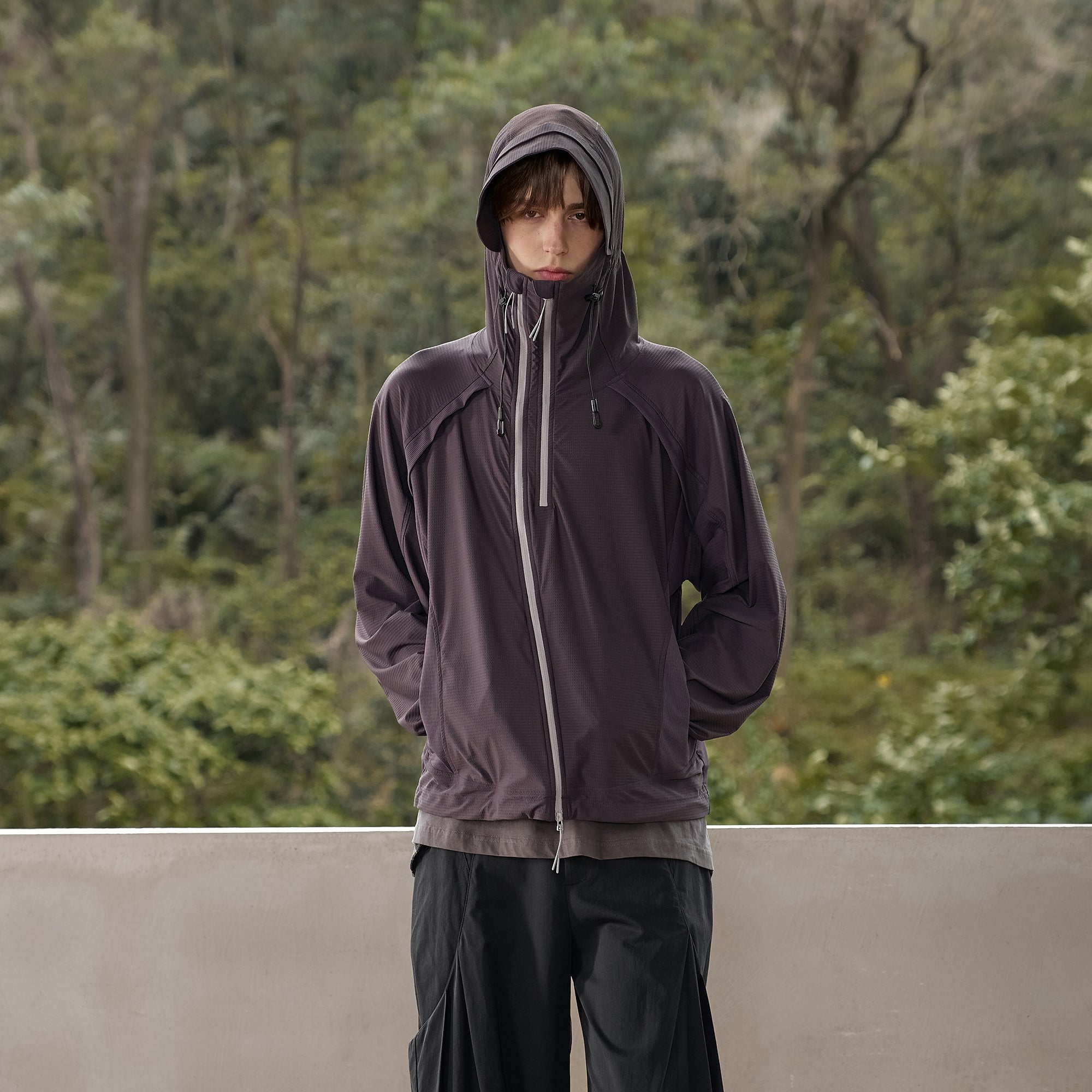 MOITIEDEPETALE Dual-Zip Cooling UV Protection Hooded Jacket