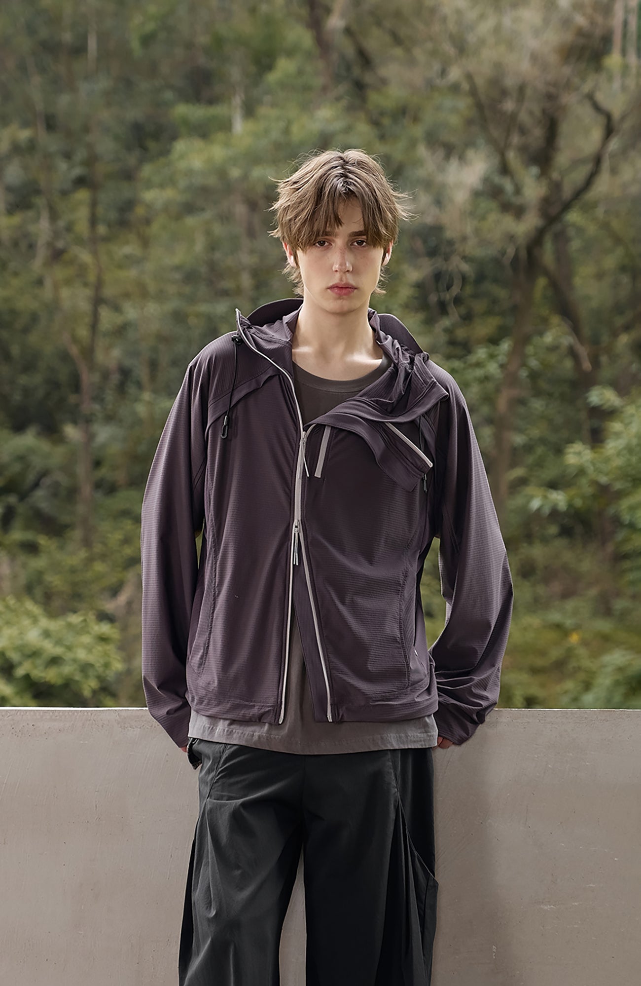 MOITIEDEPETALE Dual-Zip Cooling UV Protection Hooded Jacket