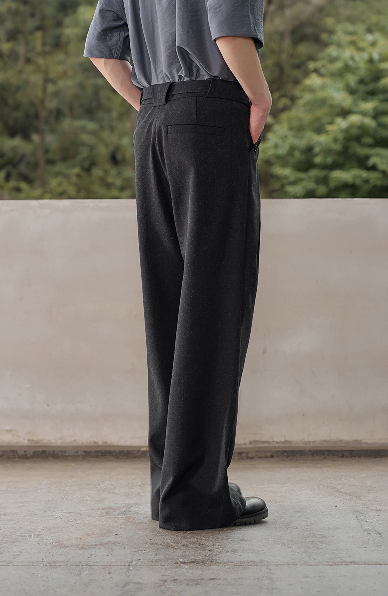 MOITIEDEPETALE Linen-Blend Wrap Belt Curved-Leg Trousers