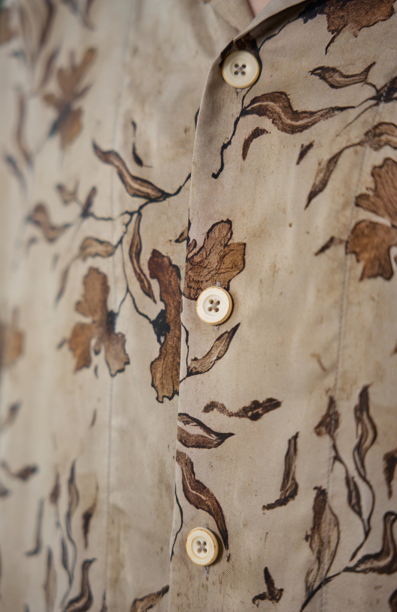 MOITIEDEPETALE Retro Botanical Cupro-Blend Half Shirt