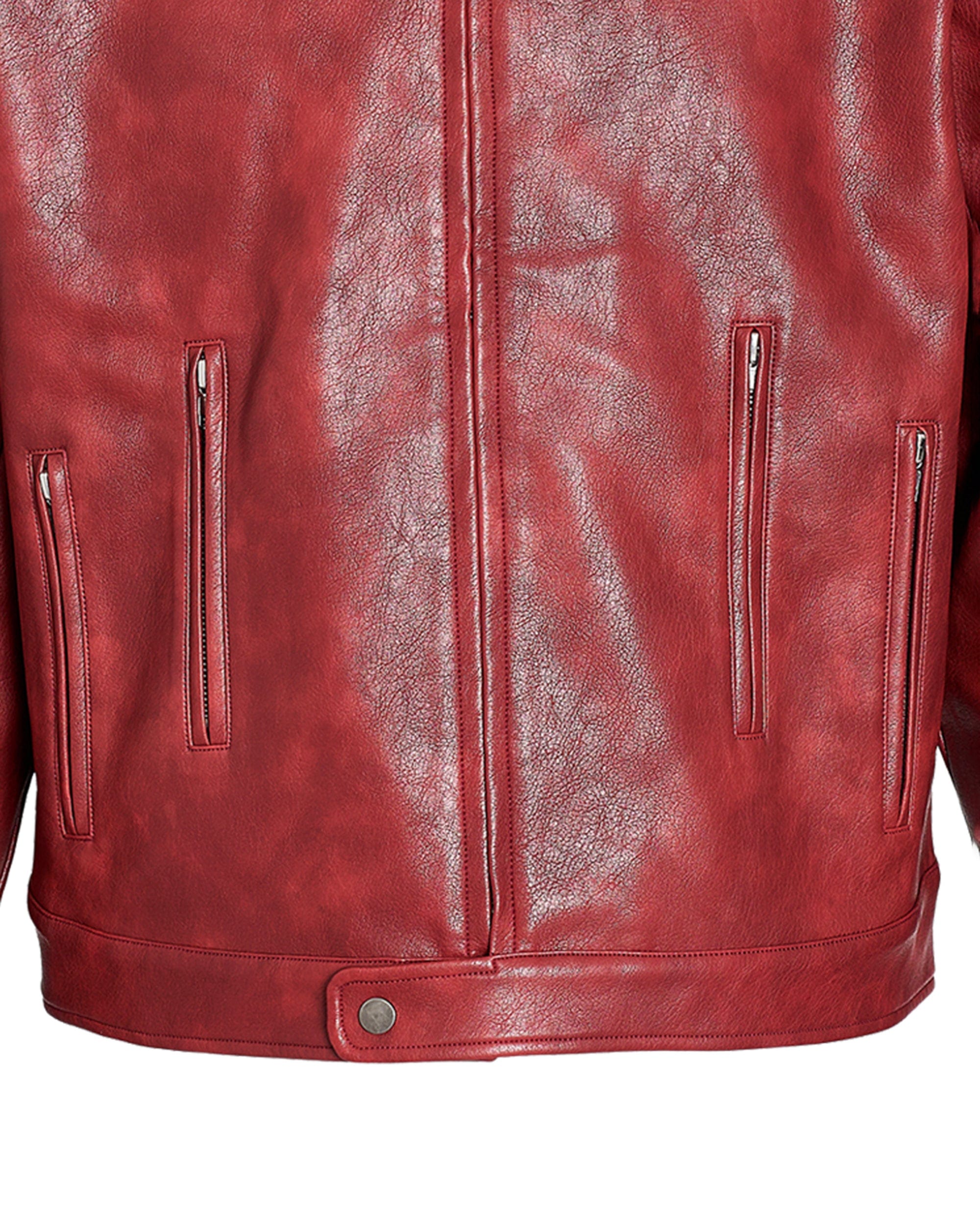 STEEPC Faux Leather Spliced Jacket Red