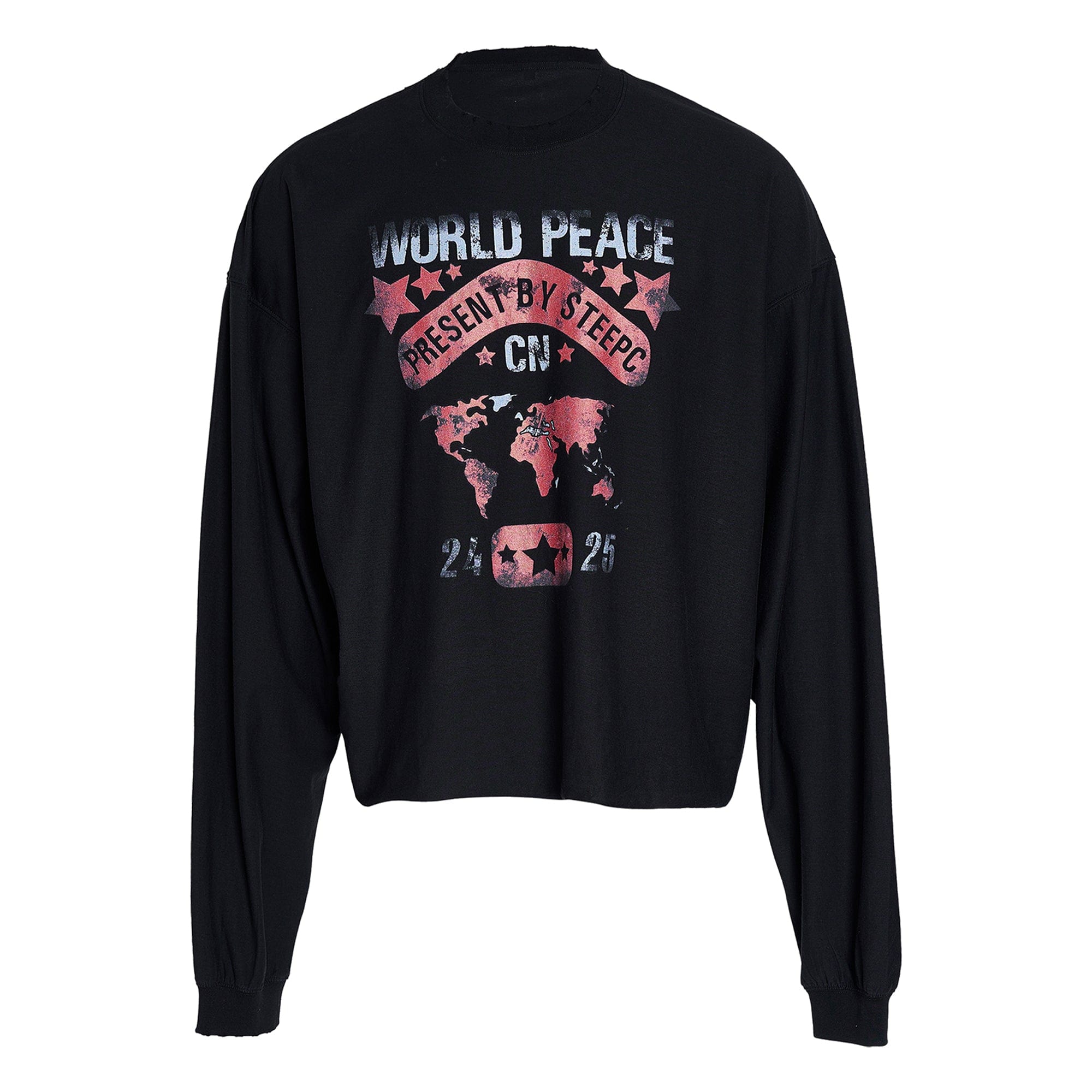 STEEPC Retro World Peace Frayed Long-Sleeve Tee