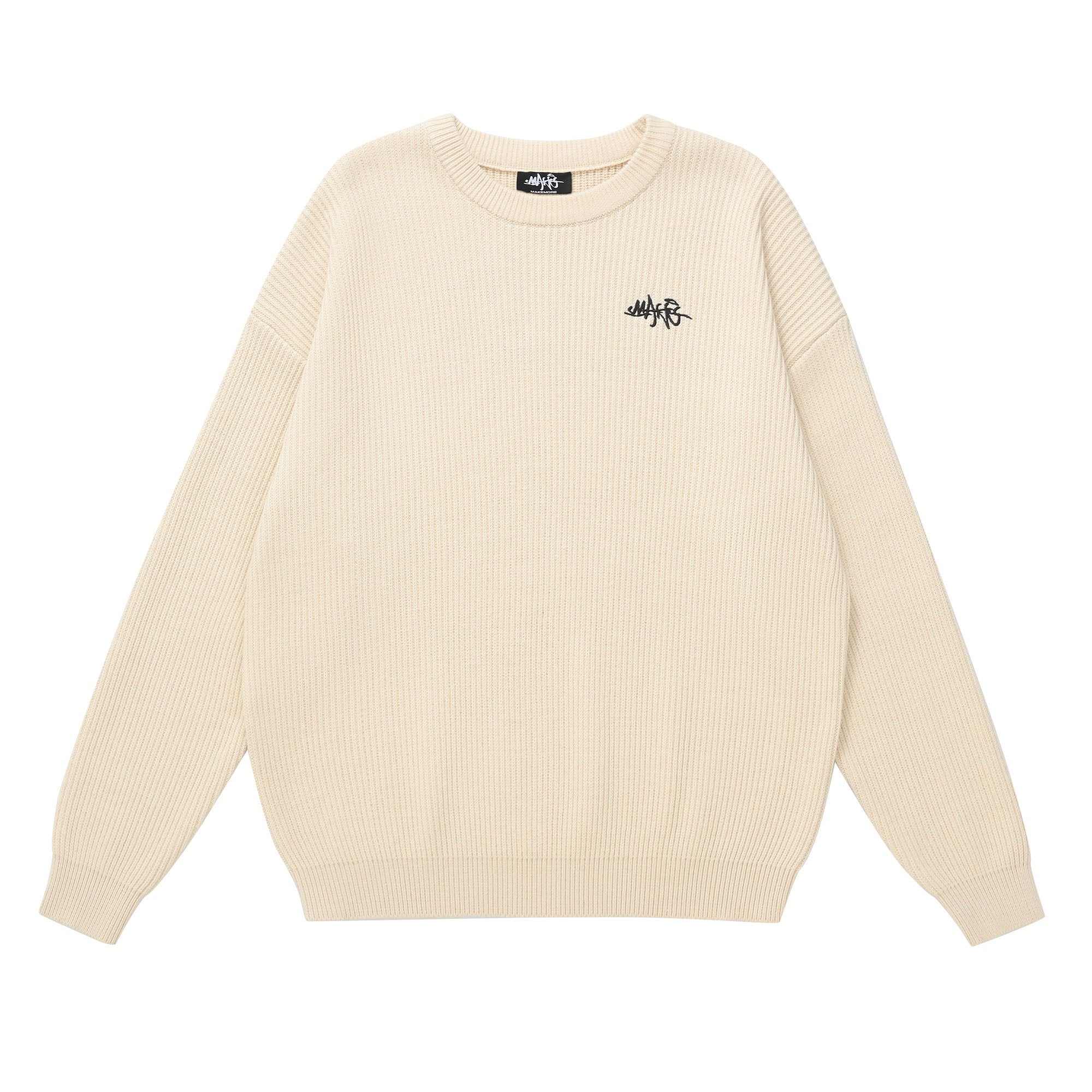 MAKEMORE Embossed Logo Rib Sweater