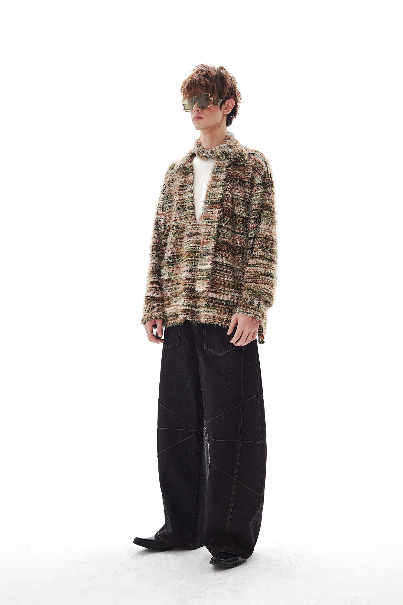 PASET Wide-Leg Raw Denim Curved  Jeans