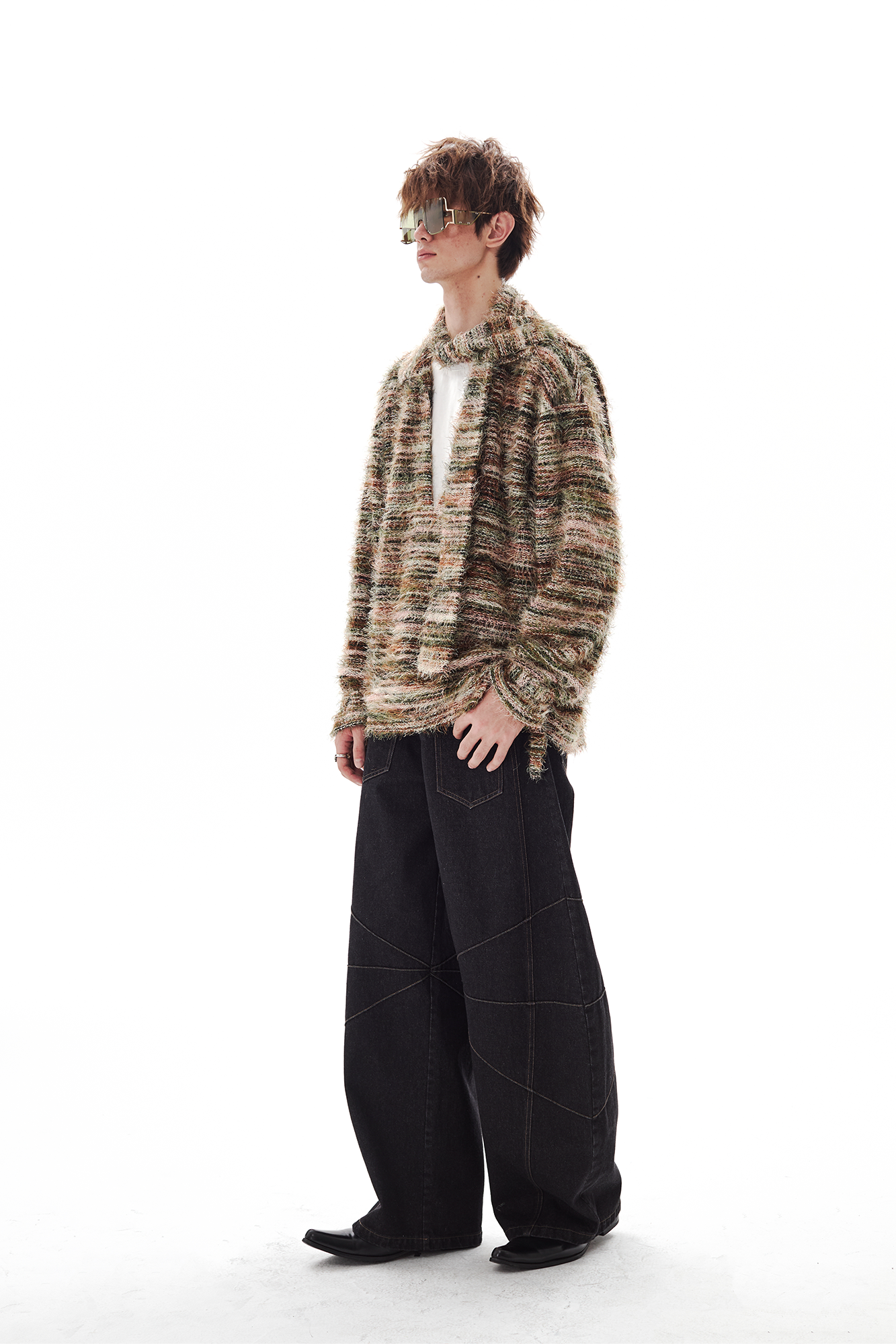 PASET Wide-Leg Raw Denim Curved  Jeans