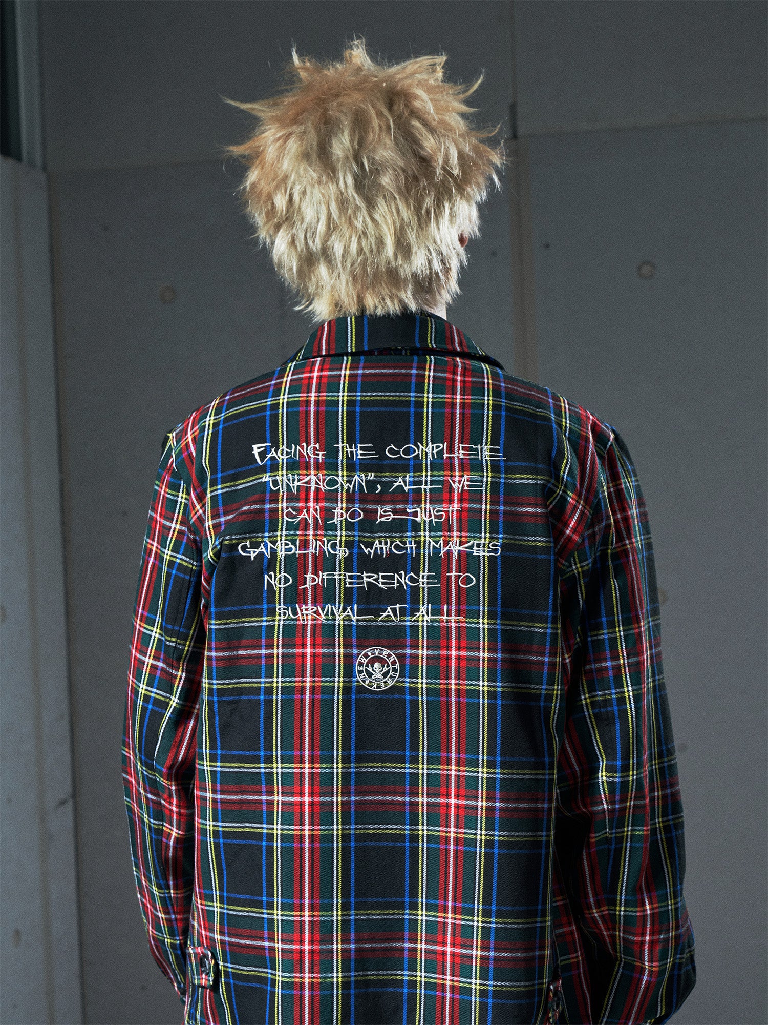 VENTUREK Punk Frayed Plaid Embroidered Jacket