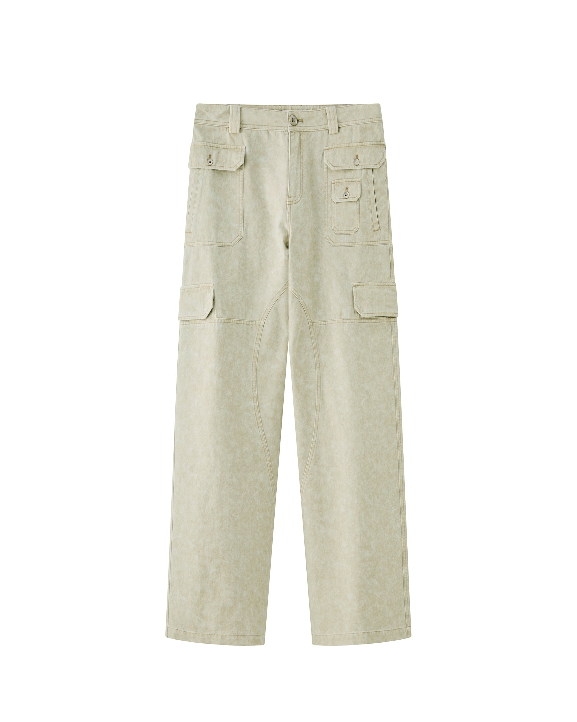 ORGANIC EMOTION Deconstructed Layered-pocket Button Pants