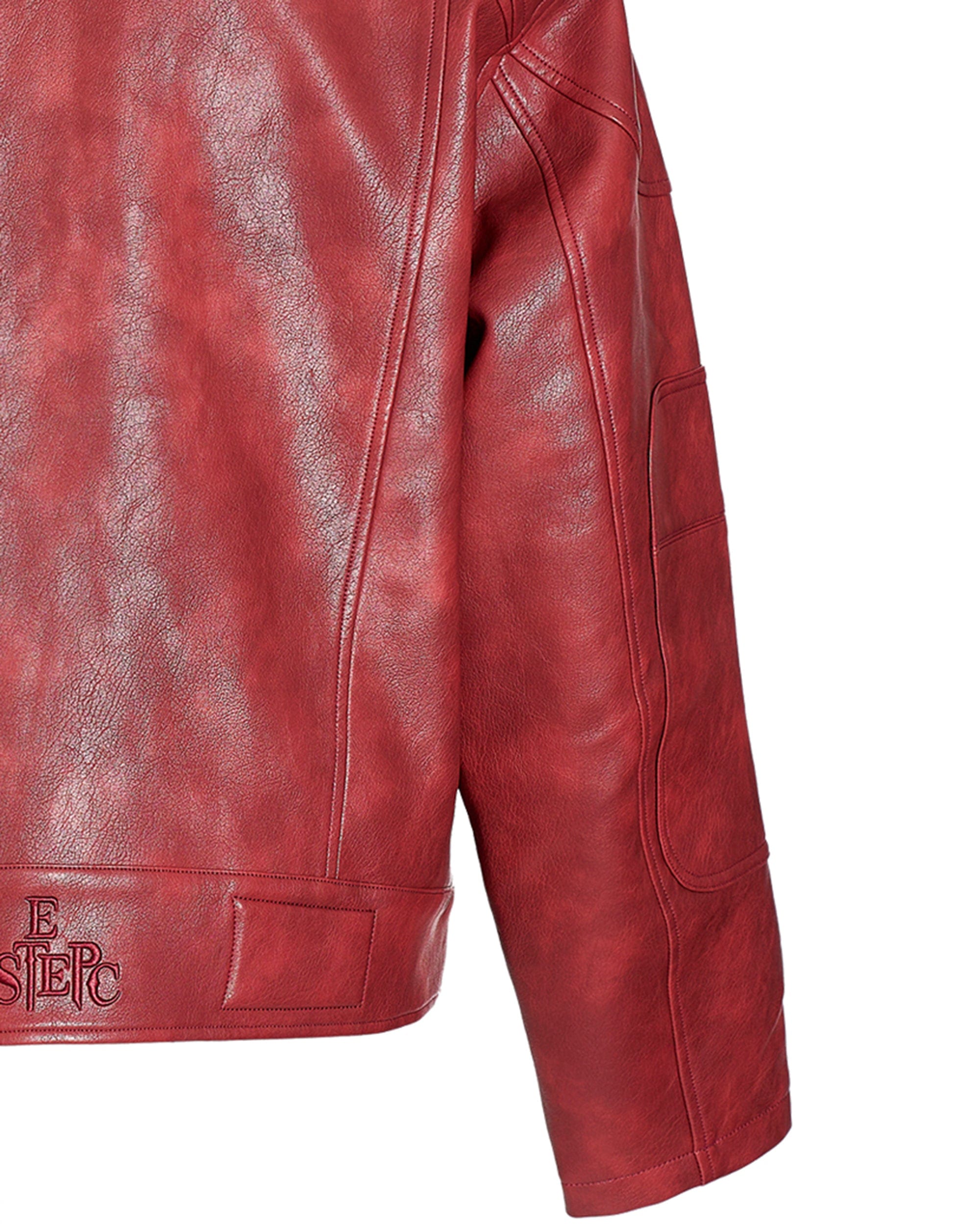 STEEPC Faux Leather Spliced Jacket Red