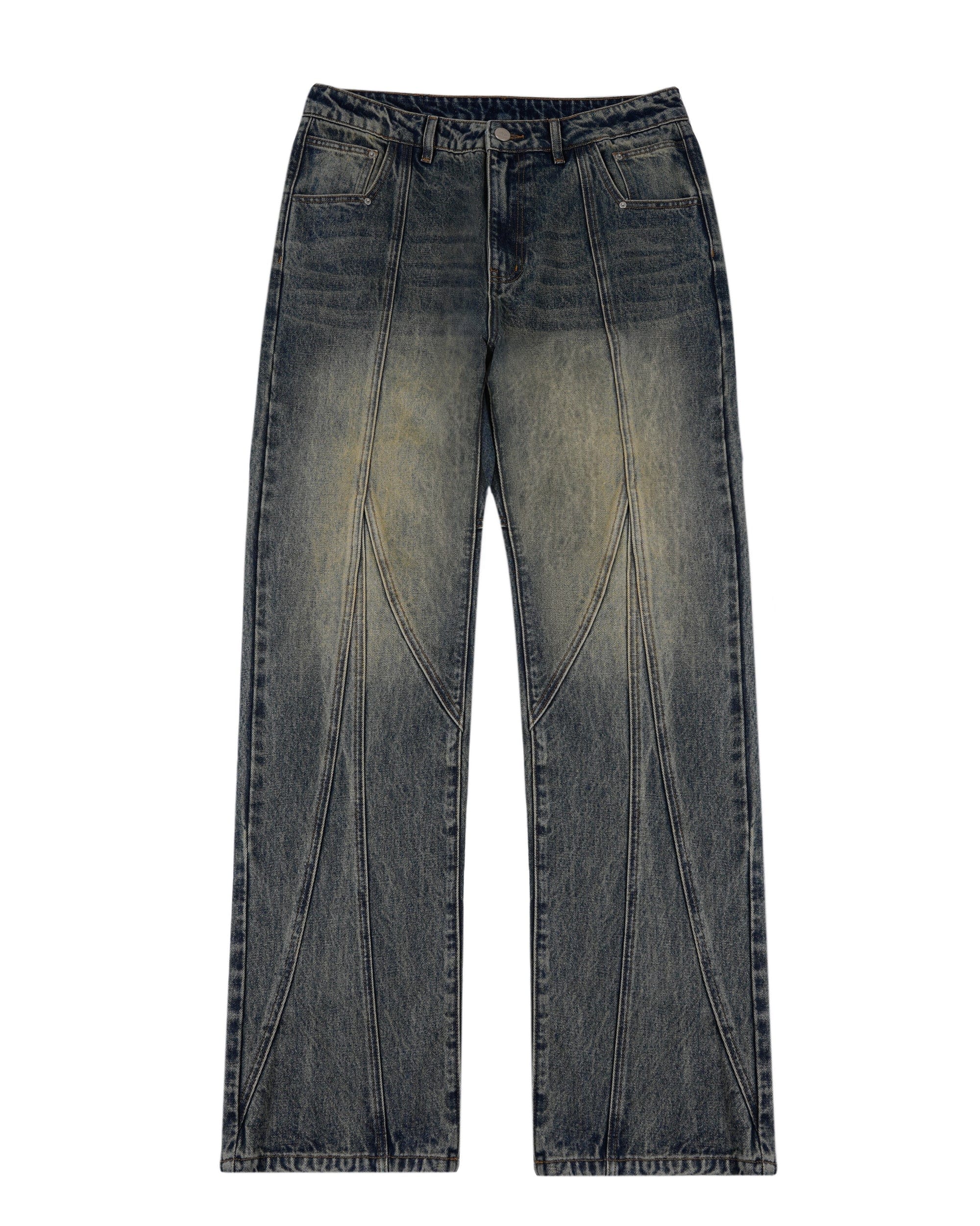 MAKEMORE Deconstructed Washed Rivet Jeans