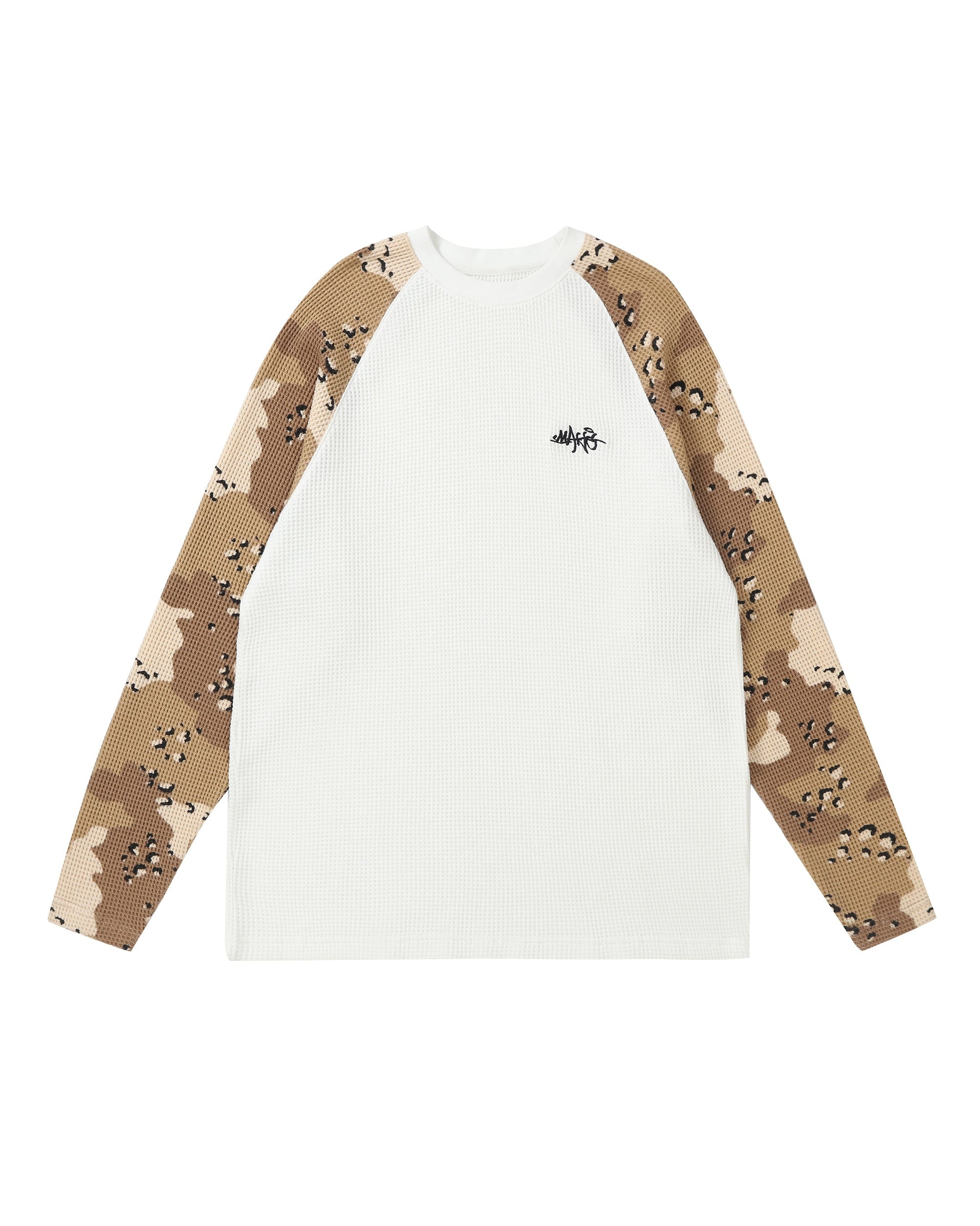 MAKEMORE Camo Raglan Waffle Long-Sleeve Tee