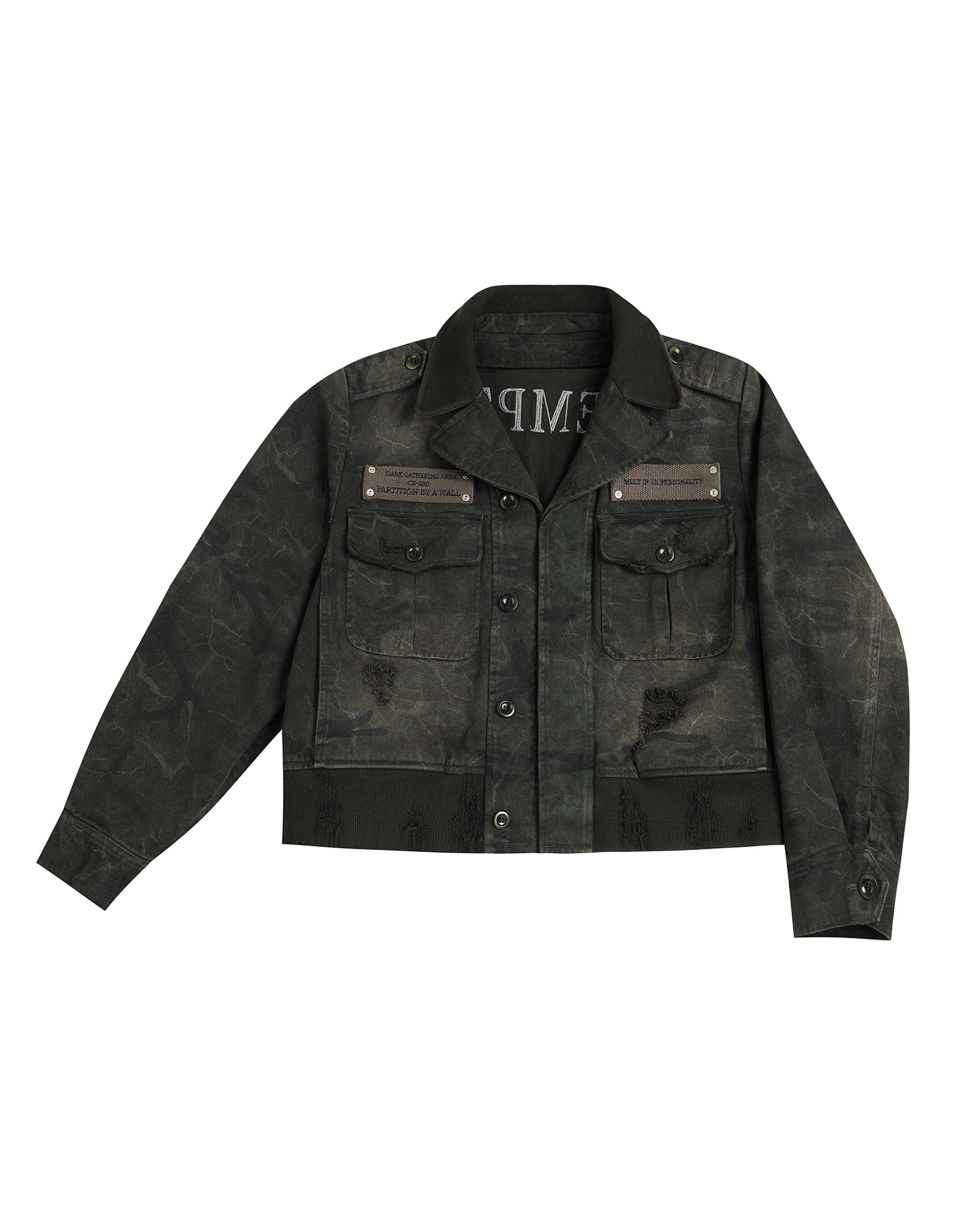 FACEONLAB Distressed P37 Rivet Jacket Army Green