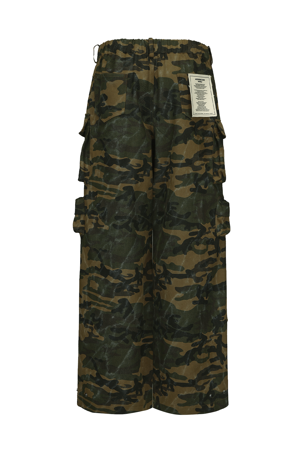 ARDENCODE Camo Multi-Pocket Wide-Leg Cargo Pants, premium urban and streetwear designers apparel on PROJECTISR.com, ARDENCODE