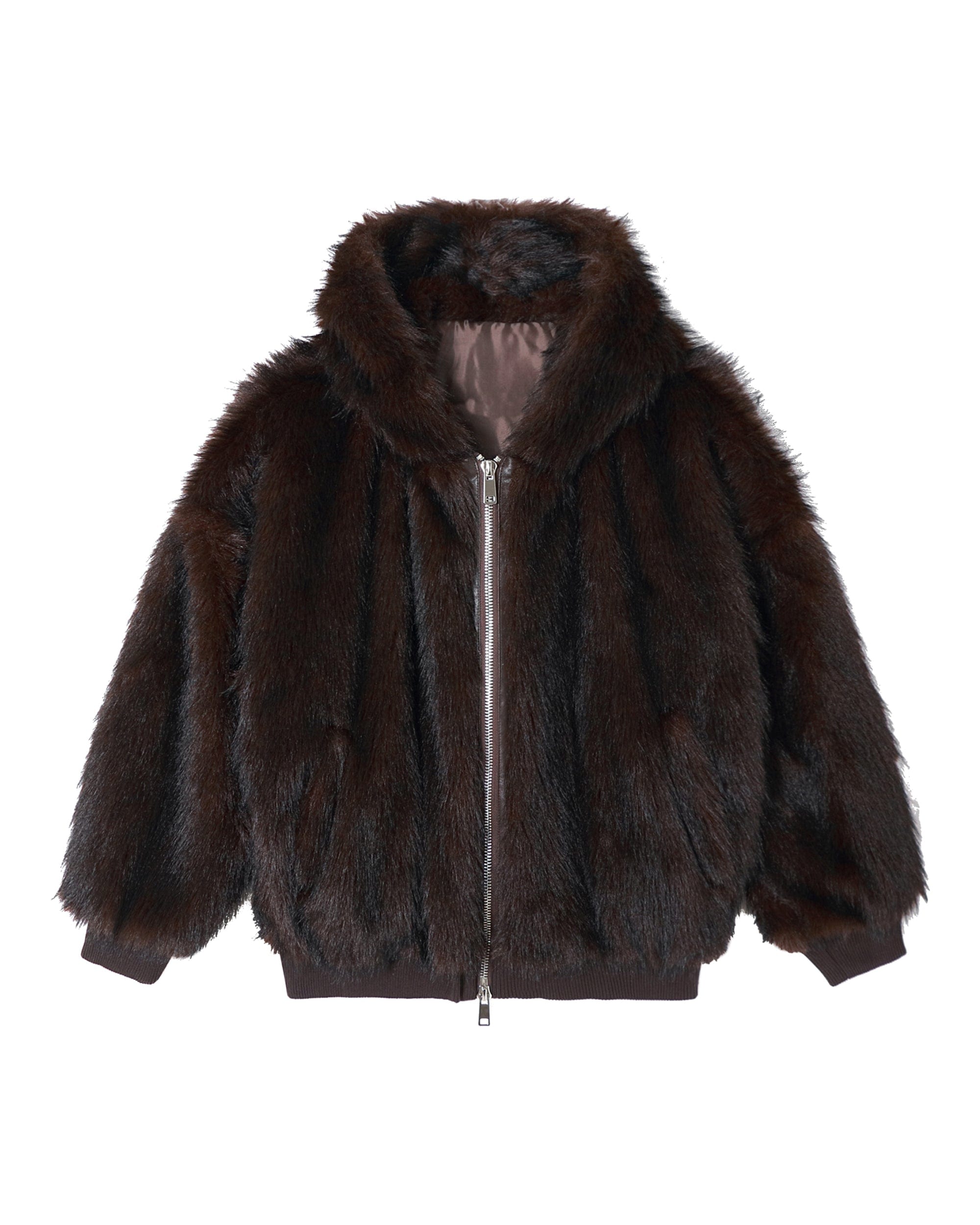 CLP Retro Faux Fur Zip-Up Hooded Jacket