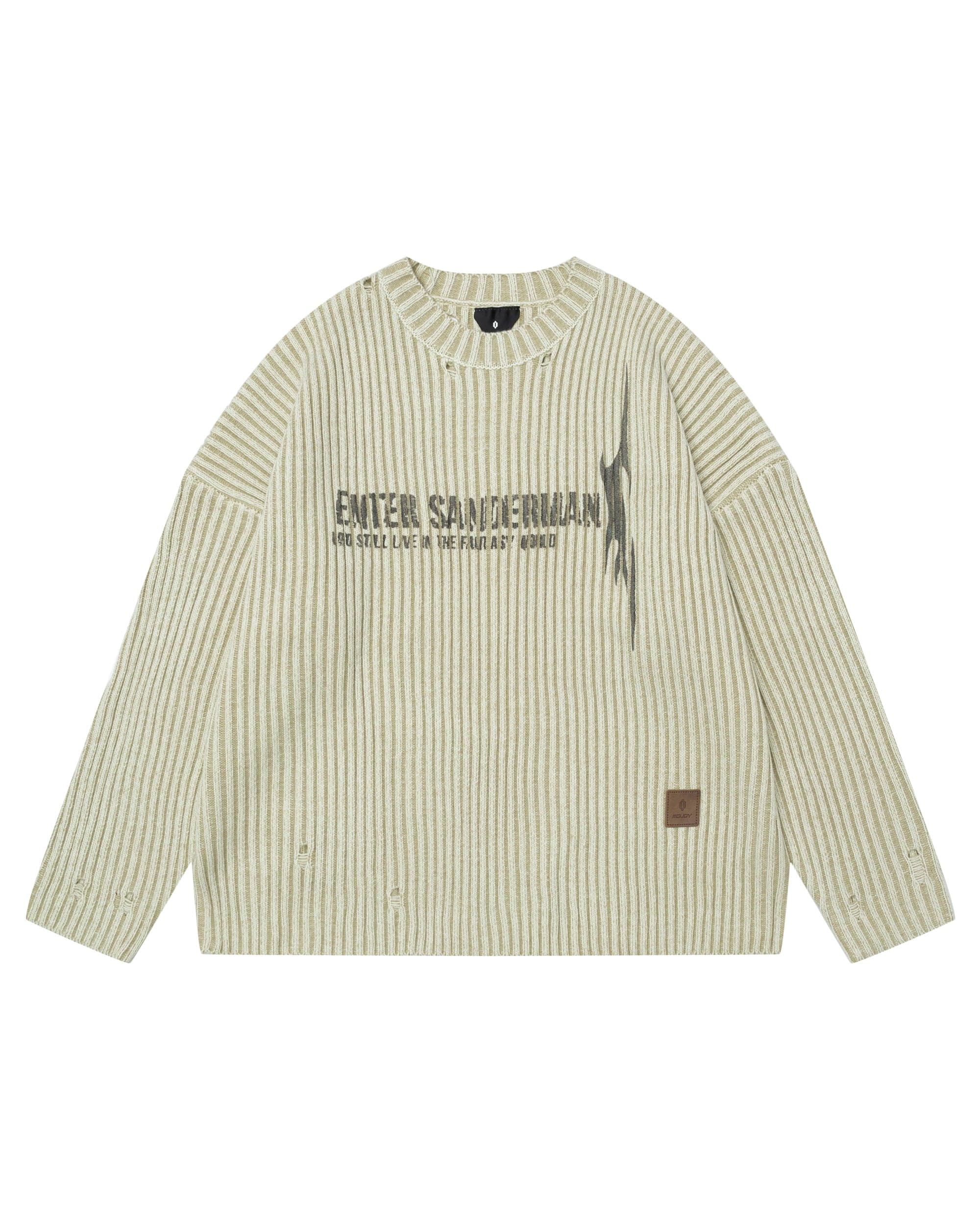 OVDY Faded Ripped Slogan Raw Edge Sweater