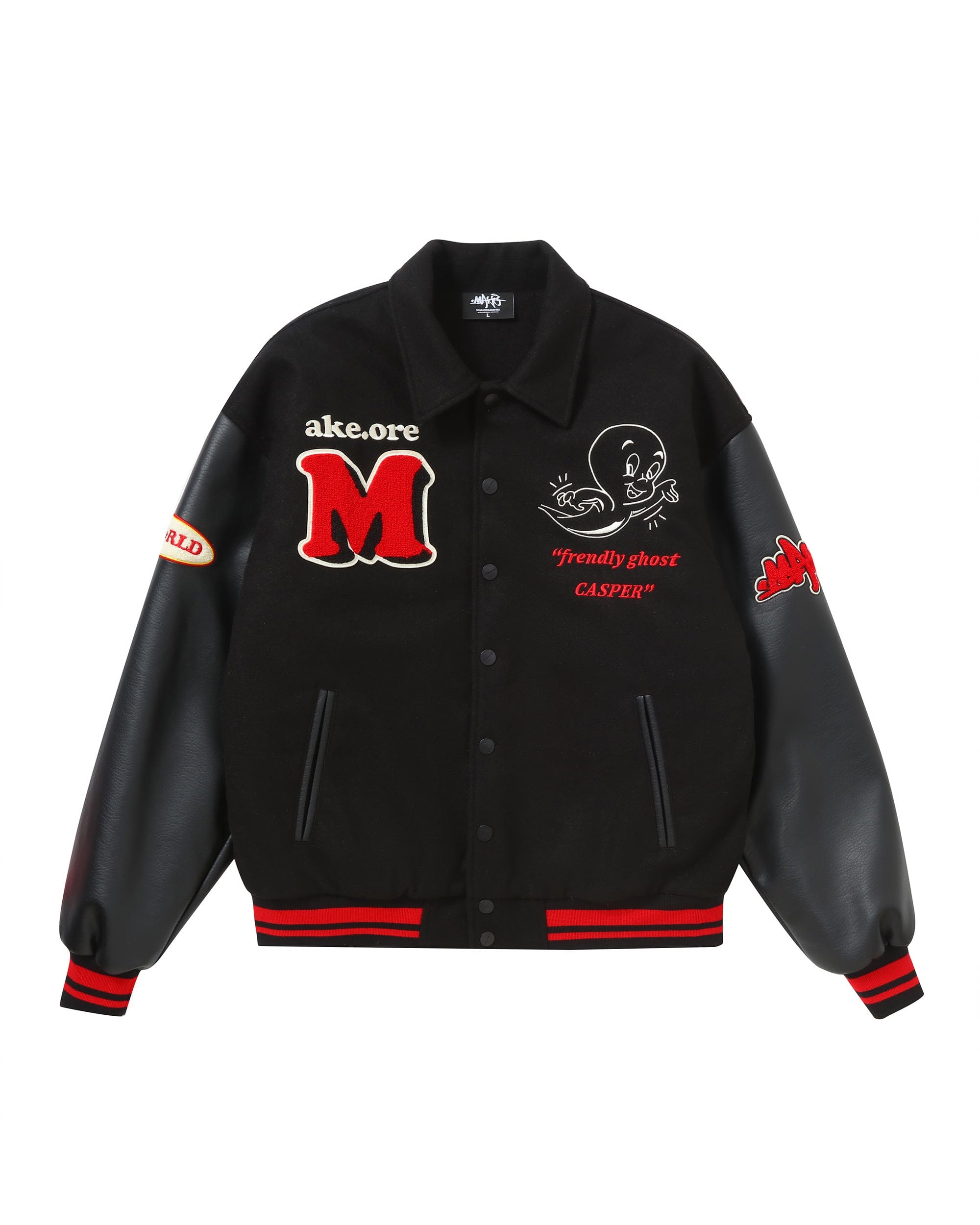 MAKEMORE Demon Patchwork Cotton-padded Baseball Jacket