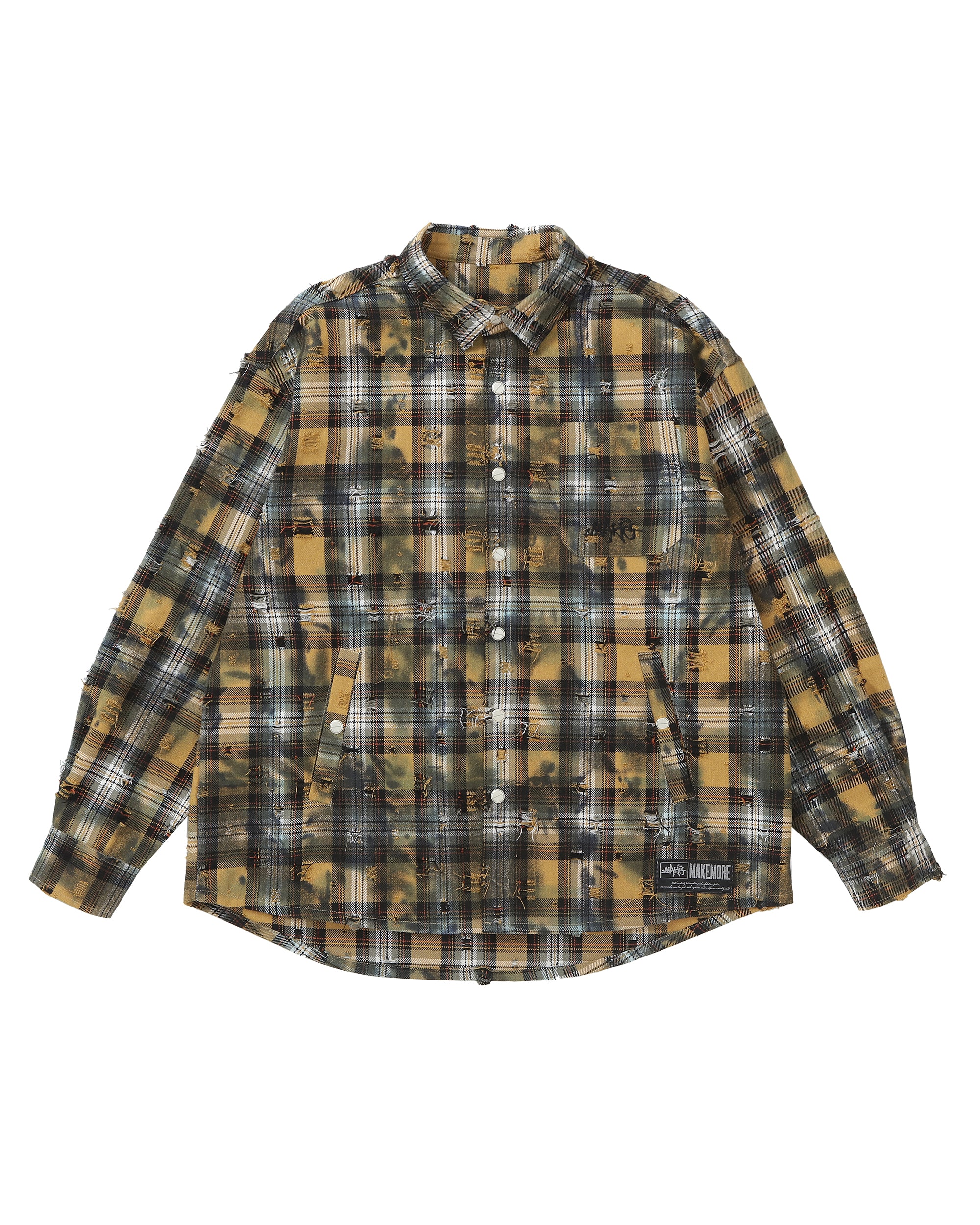 MAKEMORE Classic Distress Plaid Shirt