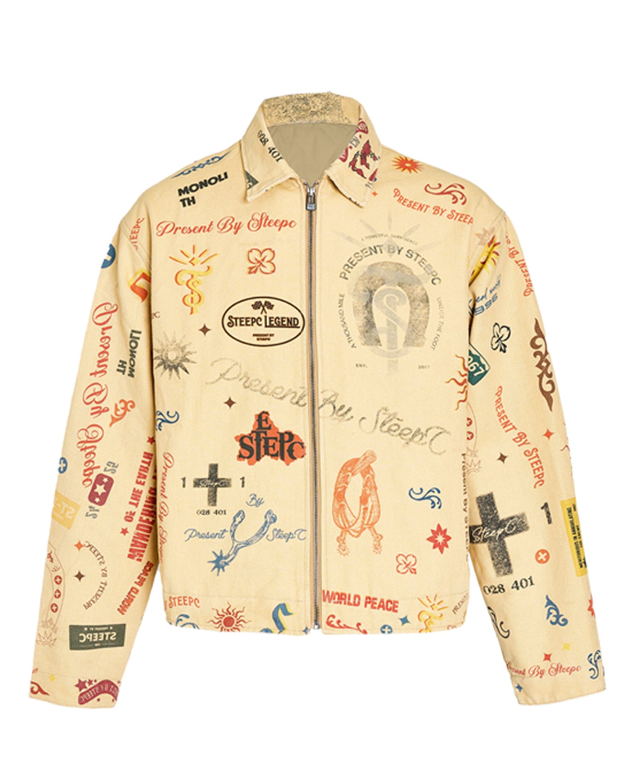 STEEPC Doodle Badge Graphics Full Print Jacket