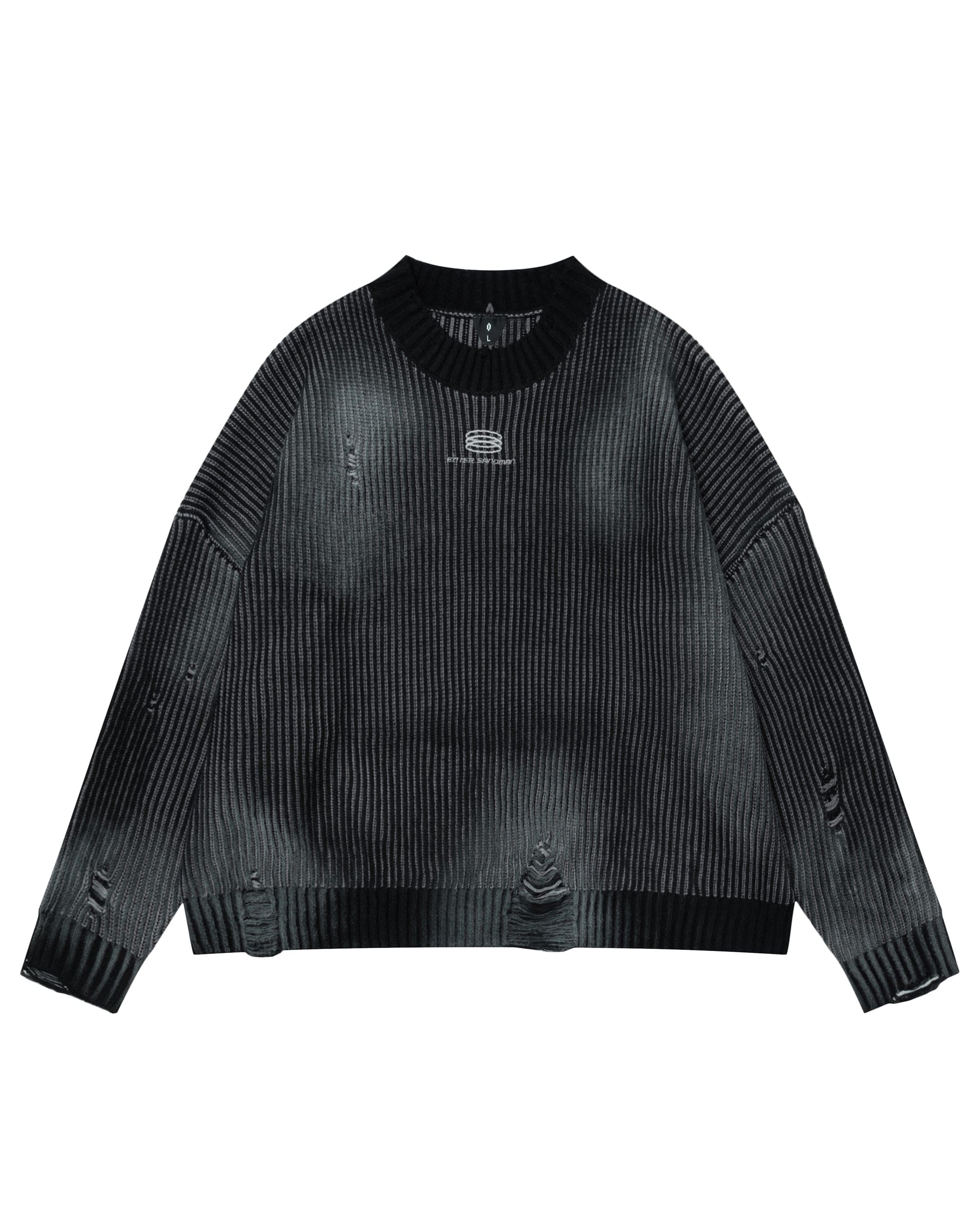 OVDY Faded Ripped Embroidered LOGO Sweater