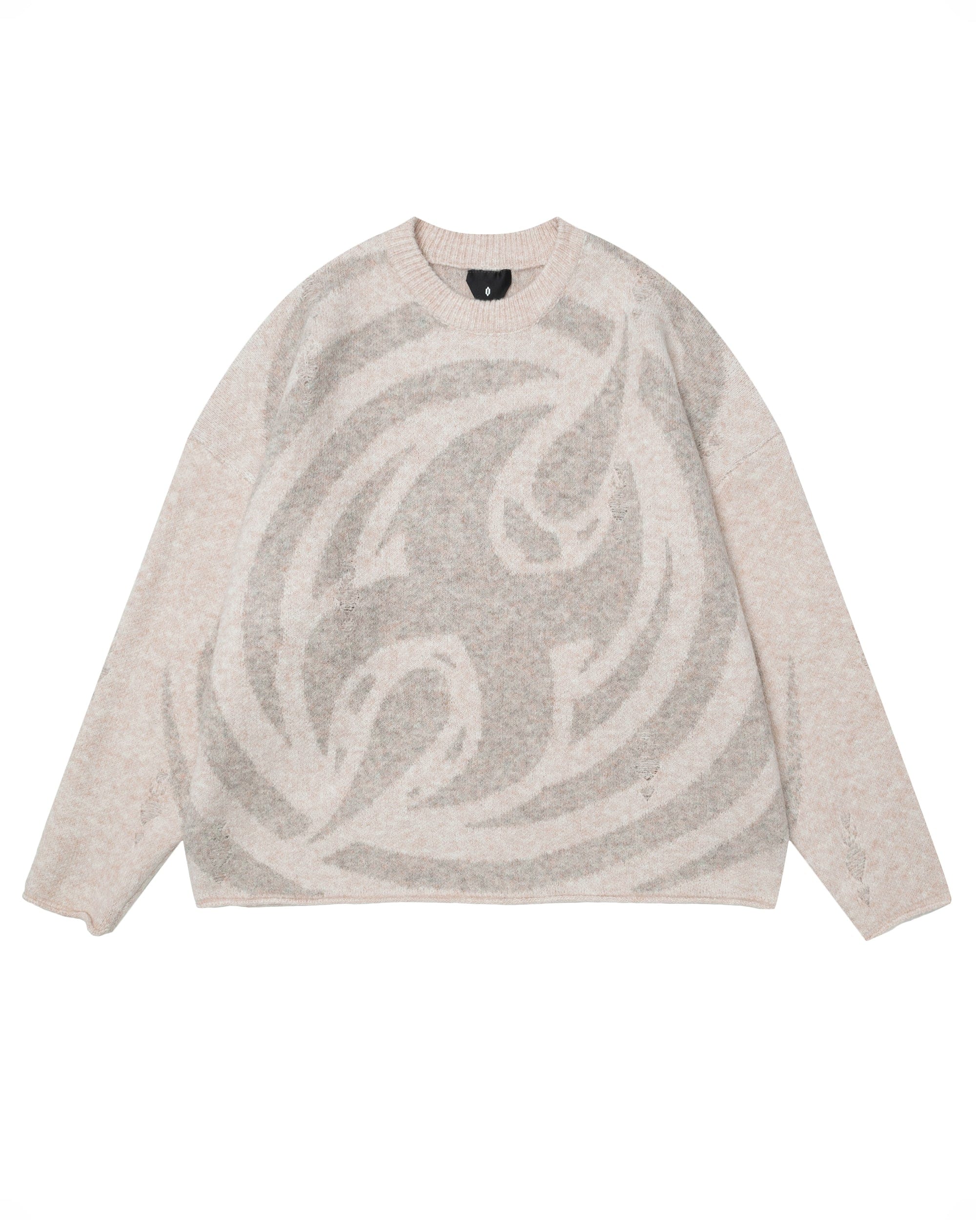 OVDY Abstract Graphics Raw-Edge Sweater