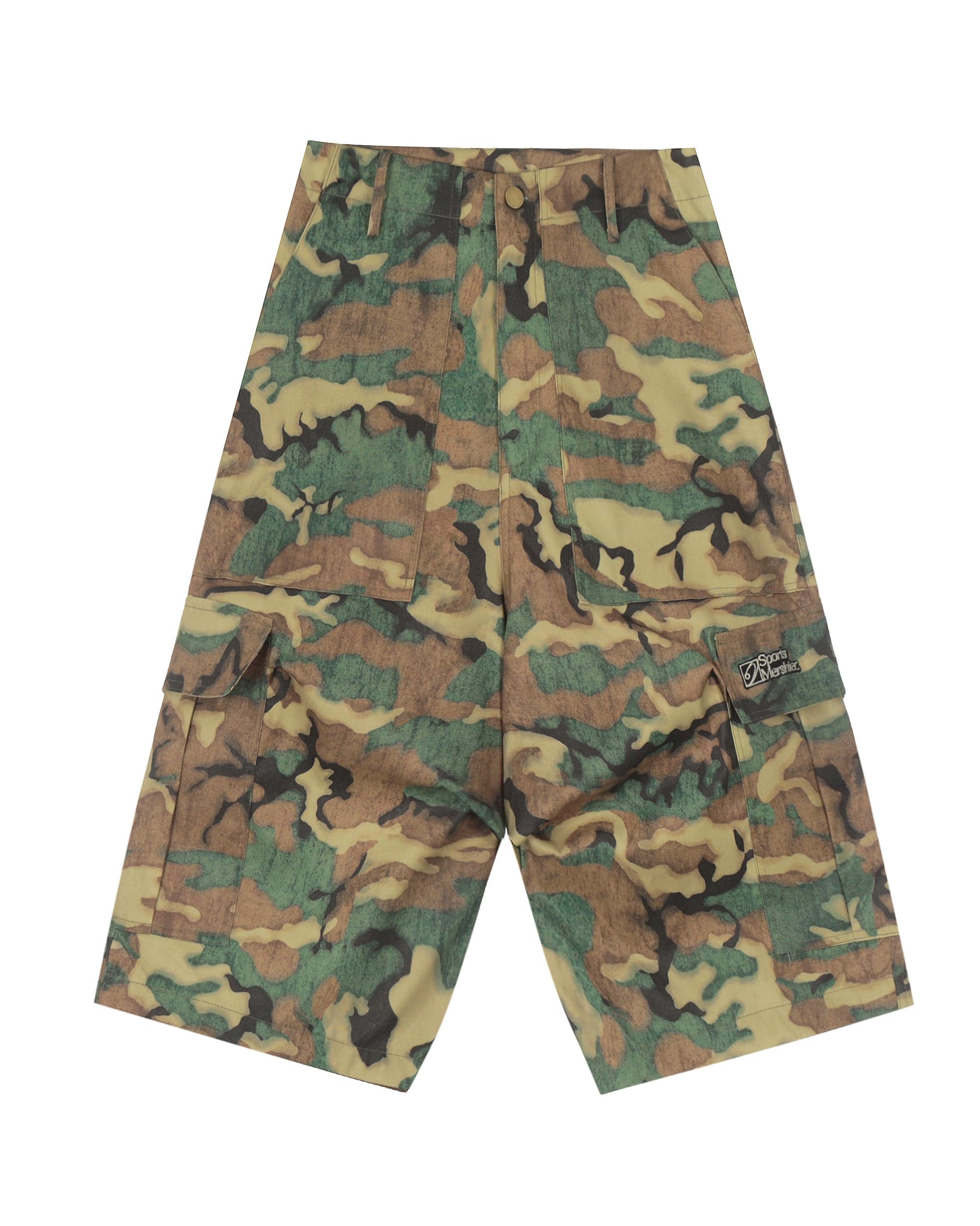 CLP Washed Crinkled Camo Cargo Shorts