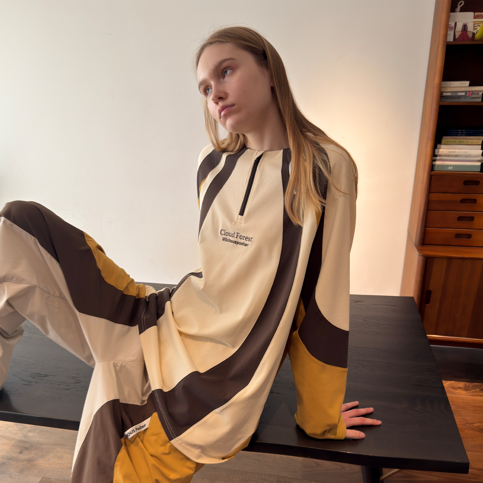 MIICHOUS Contrast Panel UV-Protection Long-Sleeve Tee