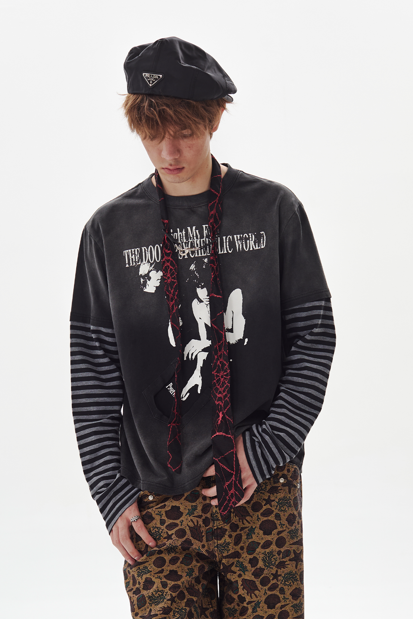 PASET Retro Portrait Graphic Layered Long-Sleeve Tee