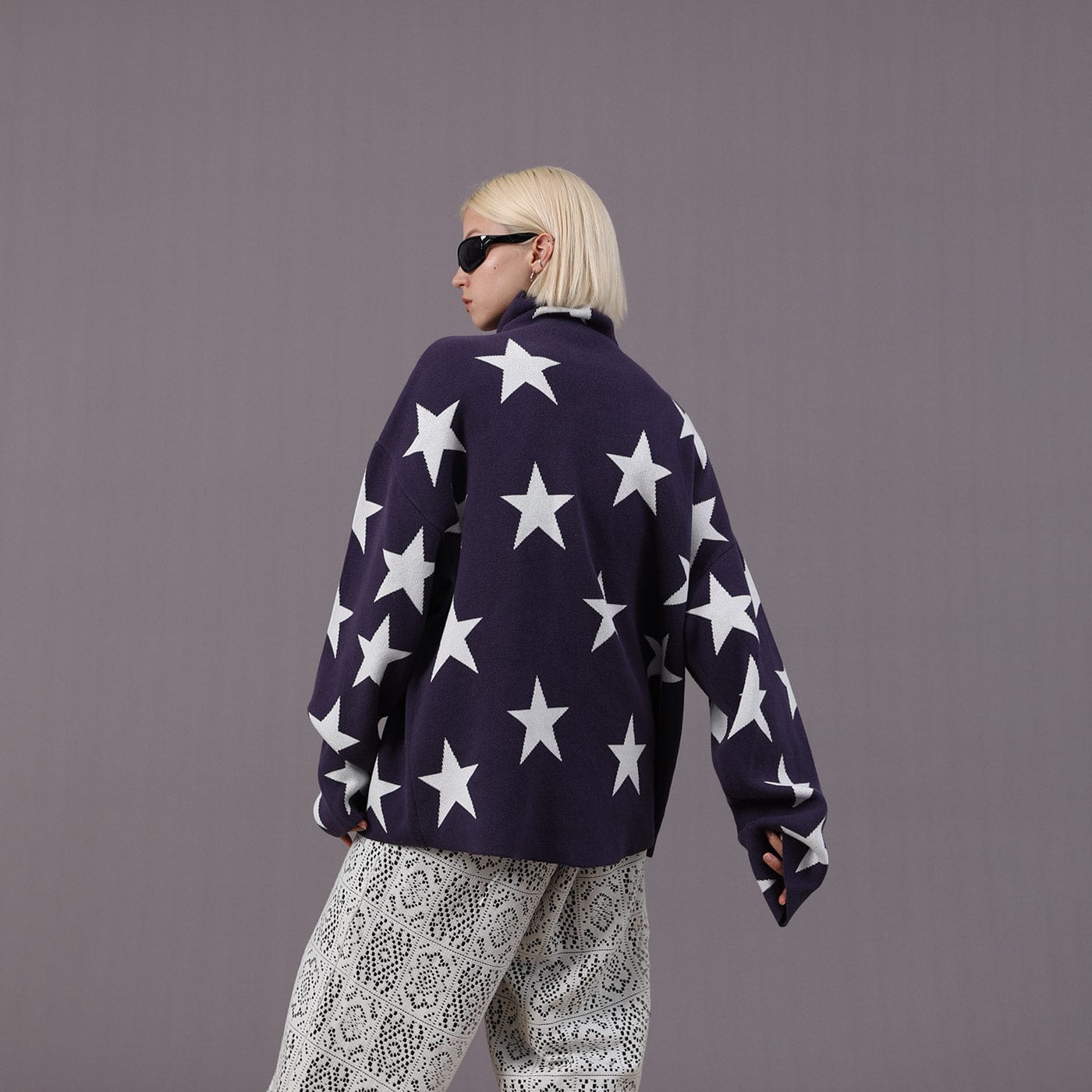 MIICHOUS Full Printed Stars Turtleneck Sweater, premium urban and streetwear designers apparel on PROJECTISR.com, Miichous