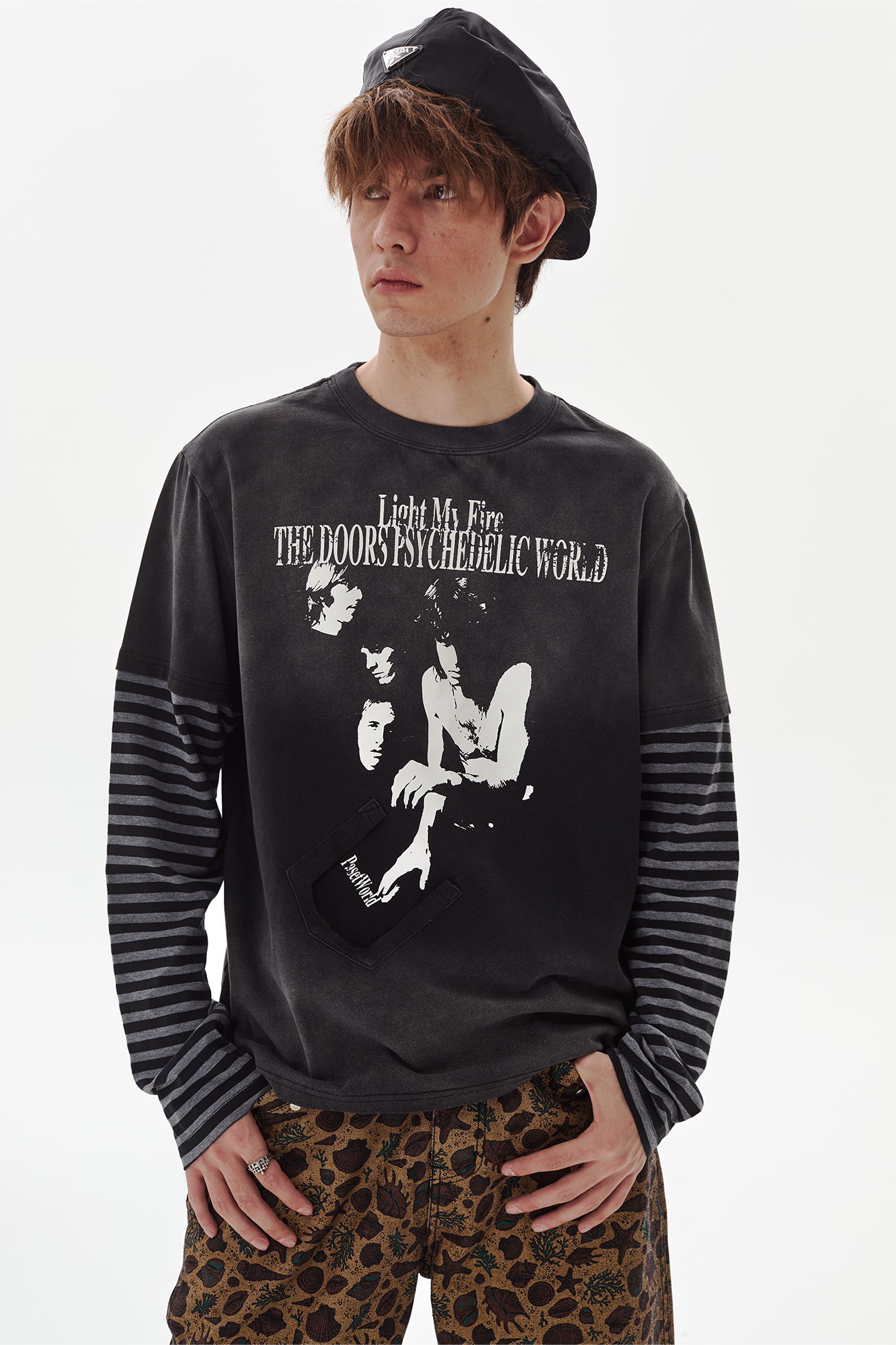 PASET Retro Portrait Graphic Layered Long-Sleeve Tee