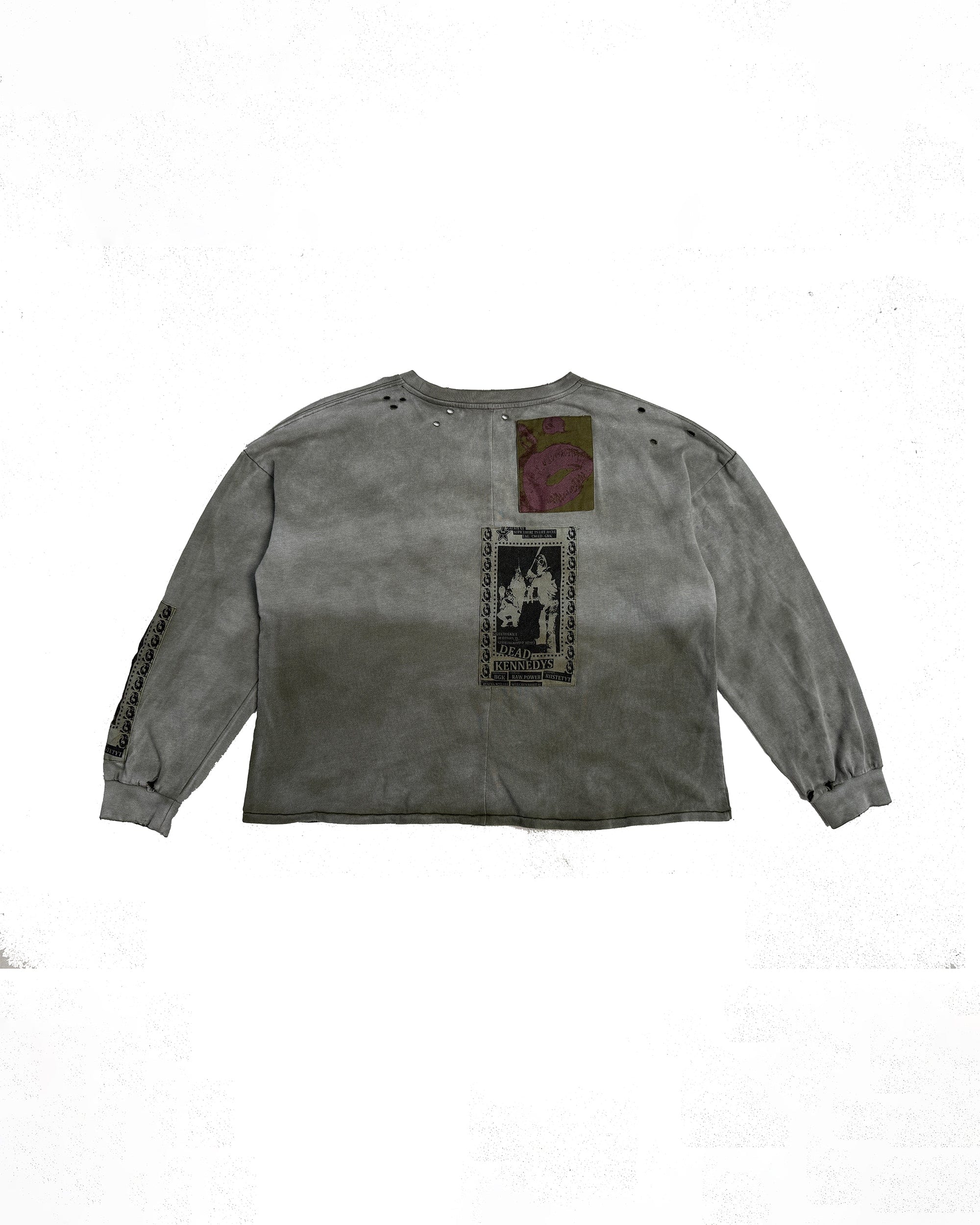 RICHILL Patchwork Ripped Washed Long-Sleeve Tee