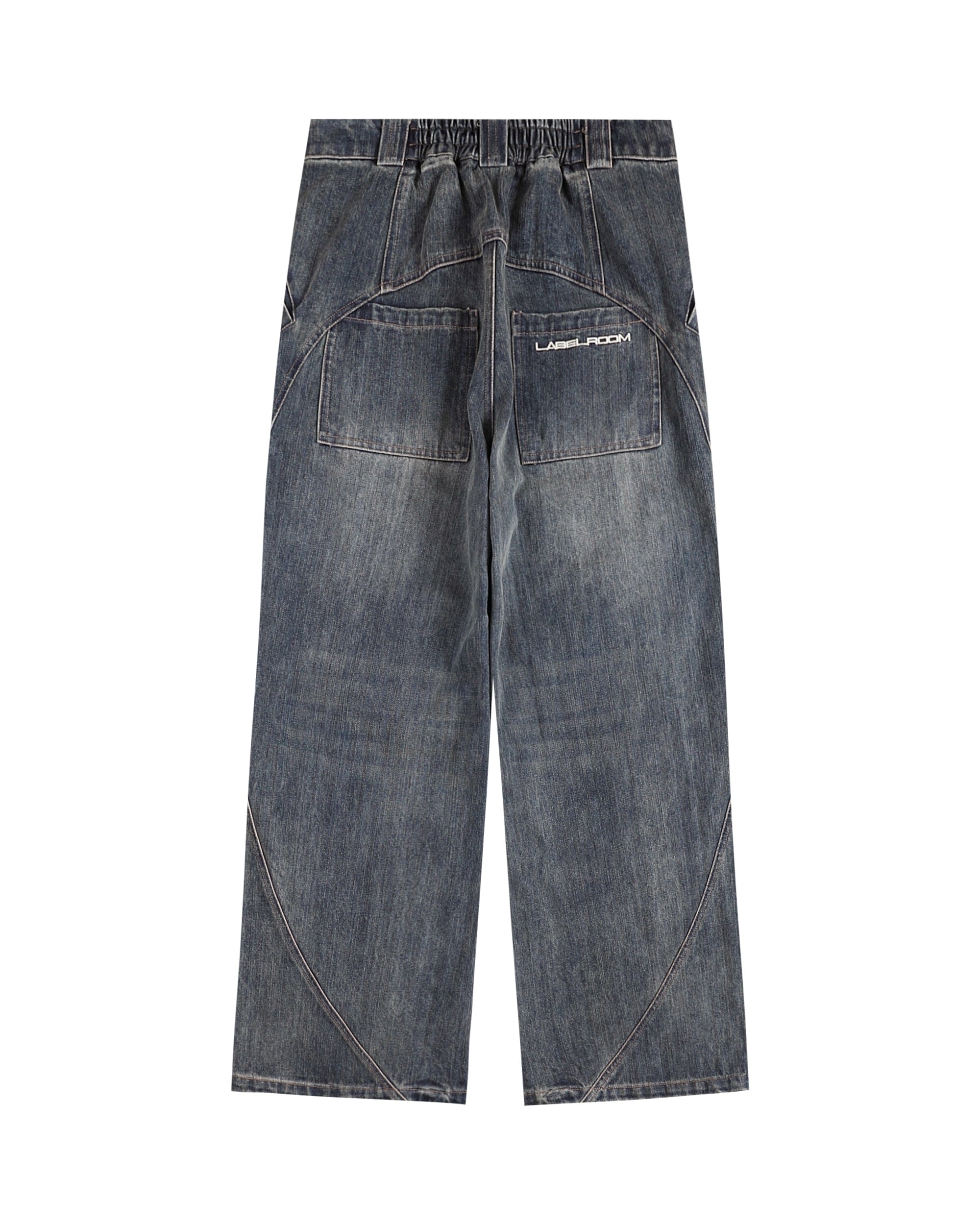 49PERCENT Deconstructed Washed Embroidered Logo Jeans