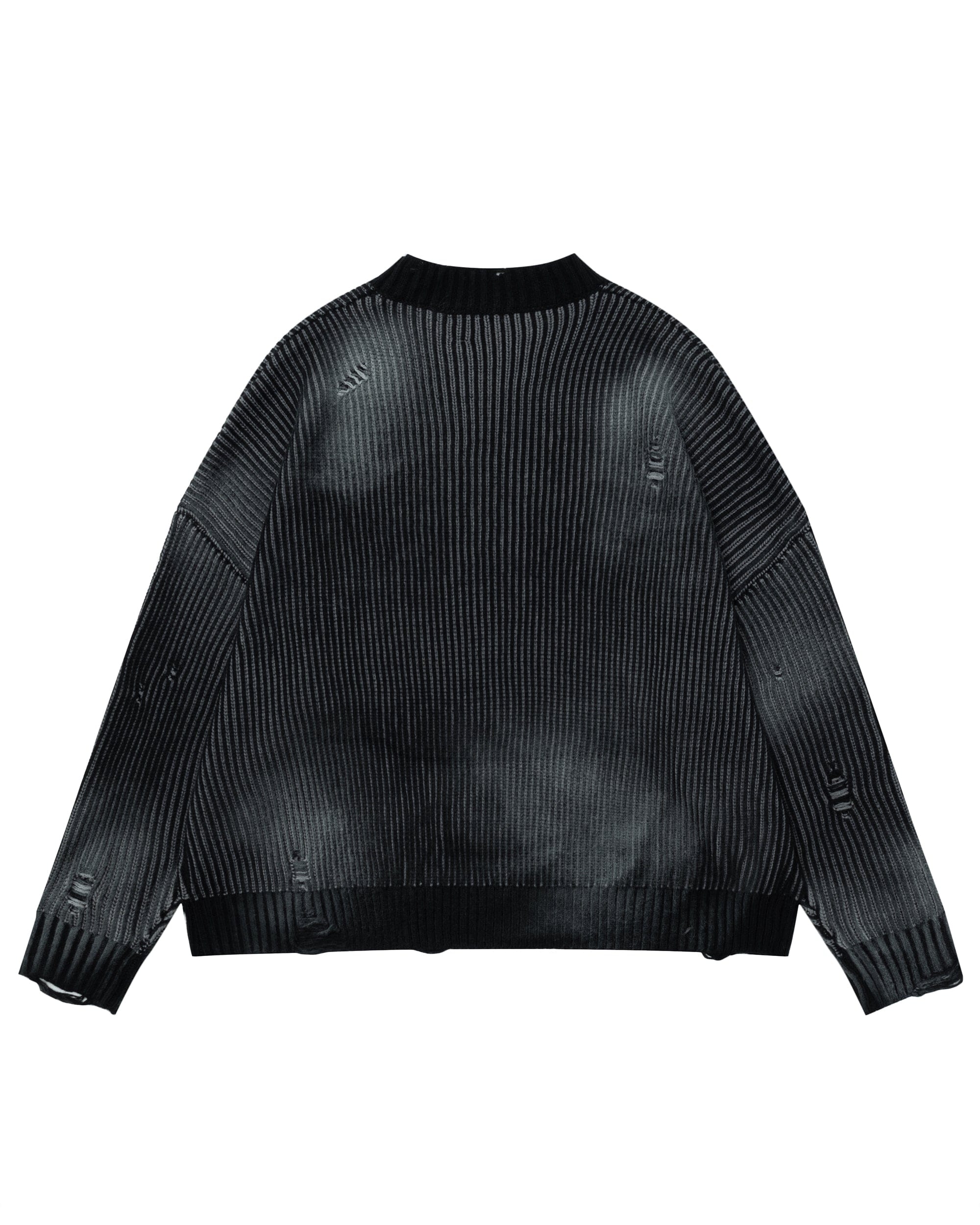 OVDY Faded Ripped Embroidered LOGO Sweater