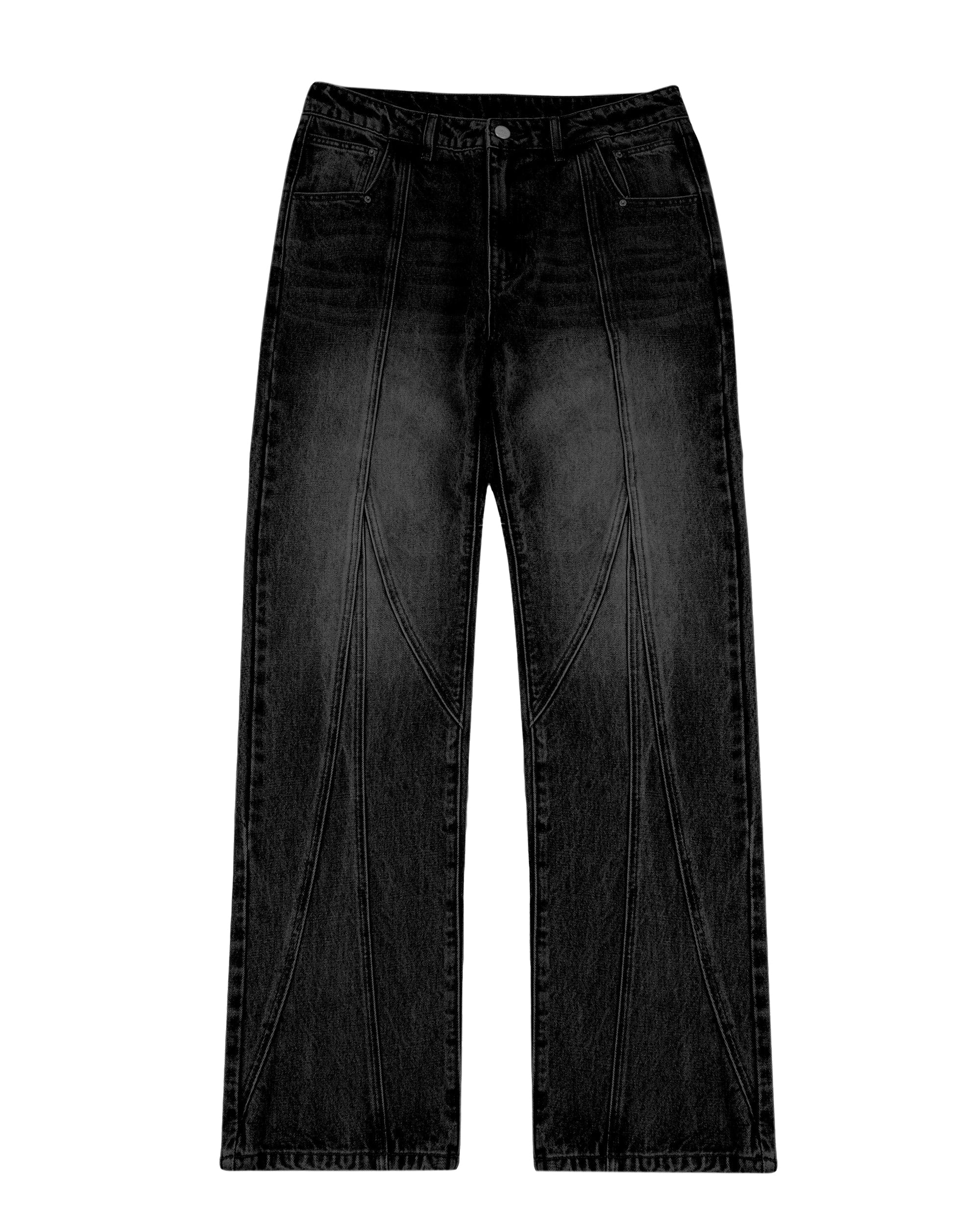 MAKEMORE Deconstructed Washed Rivet Jeans