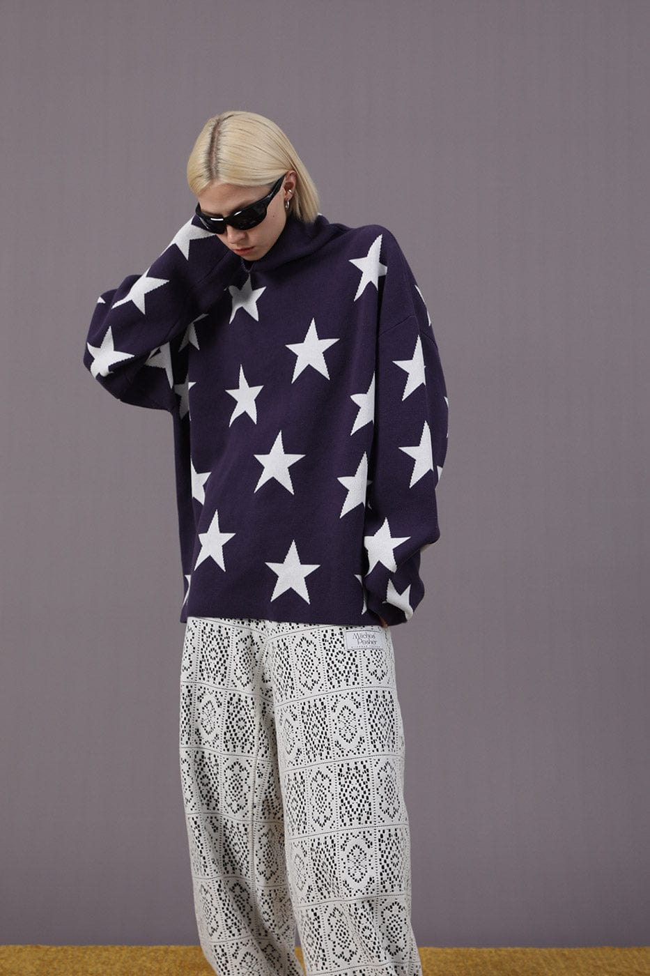 MIICHOUS Full Printed Stars Turtleneck Sweater, premium urban and streetwear designers apparel on PROJECTISR.com, Miichous