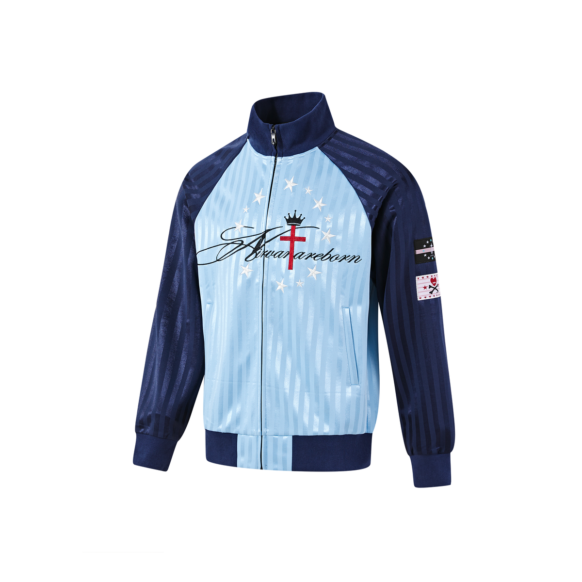 PASET Retro Striped Embroidered Zip-Up Jacket