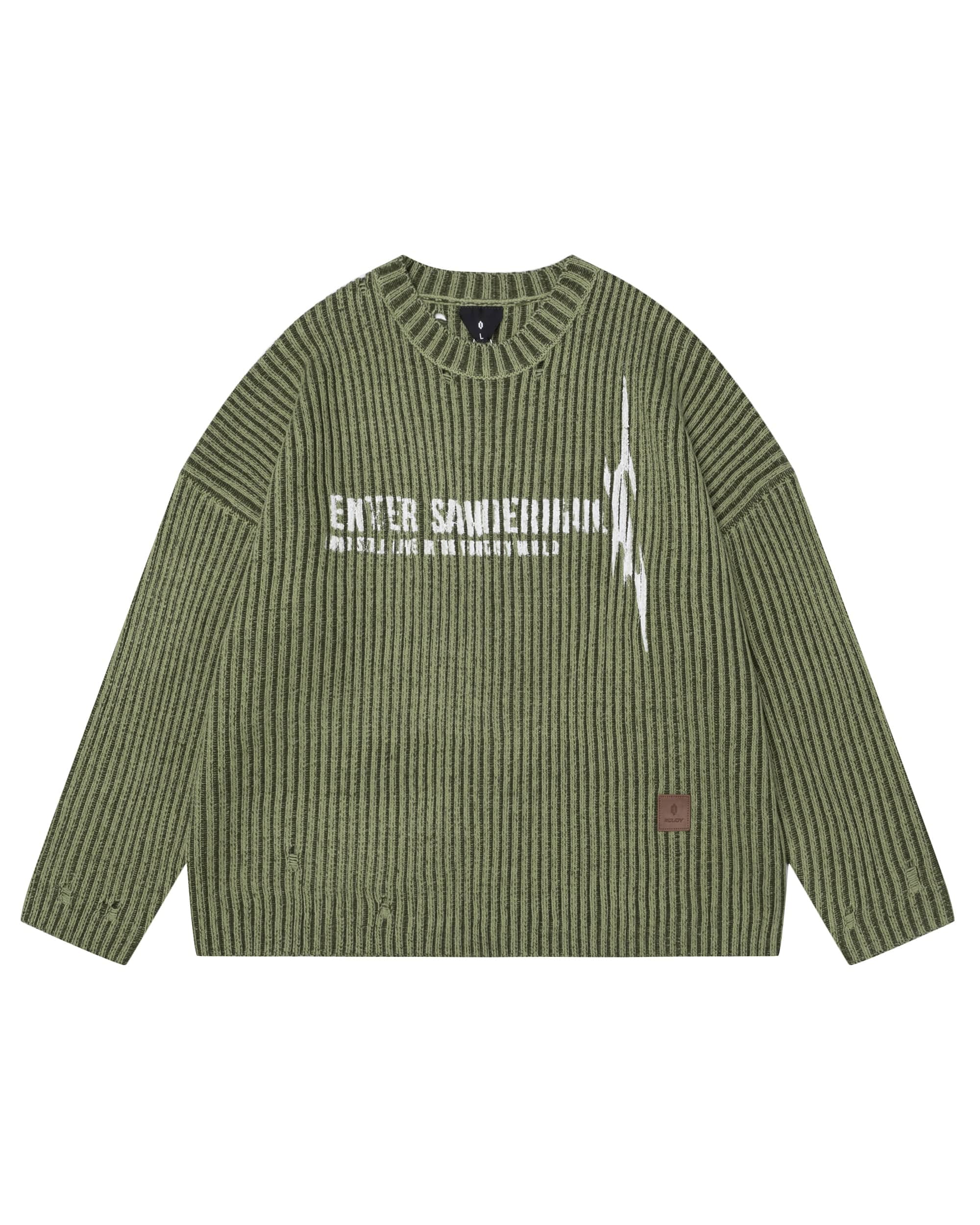 OVDY Faded Ripped Slogan Raw Edge Sweater