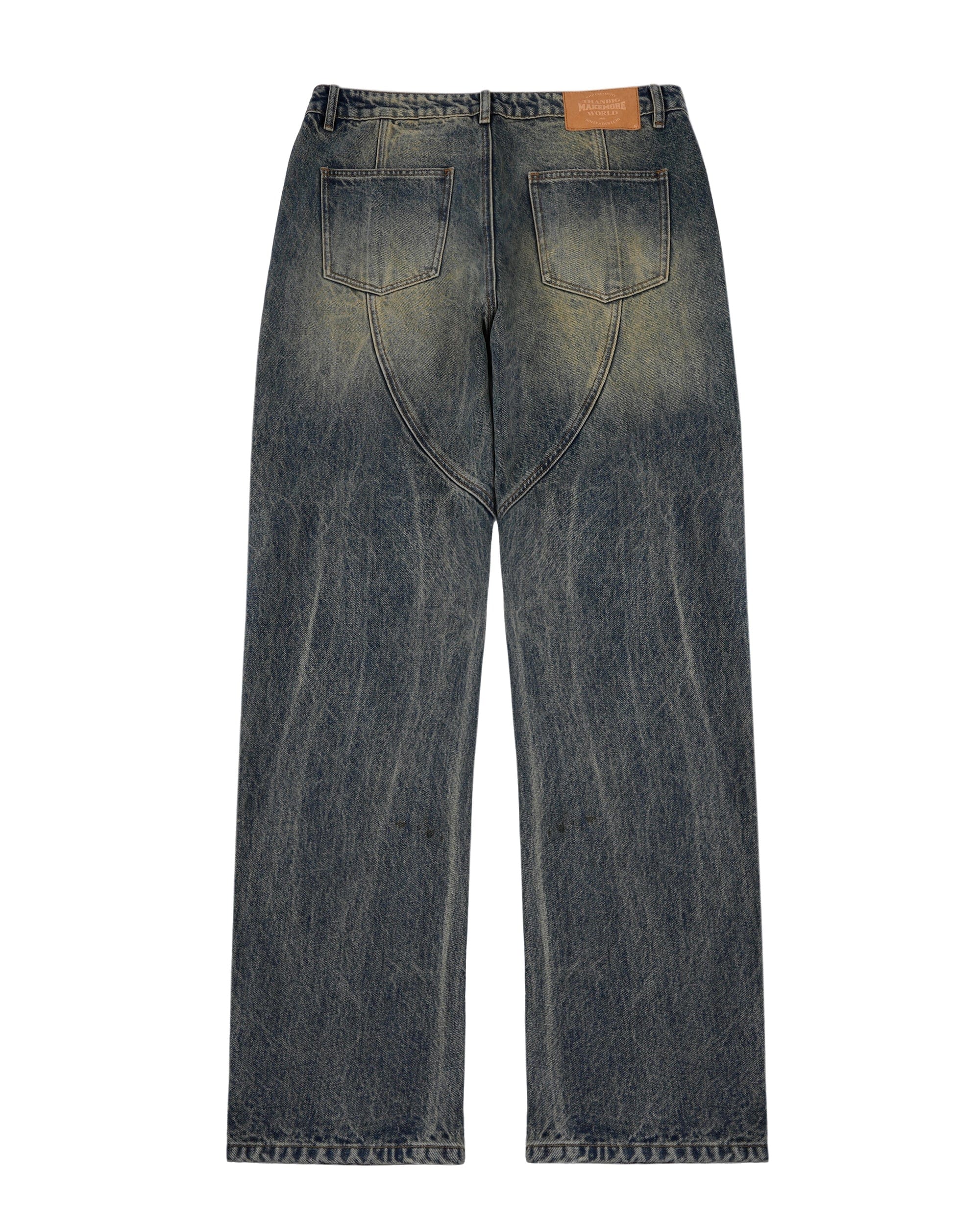 MAKEMORE Deconstructed Washed Rivet Jeans