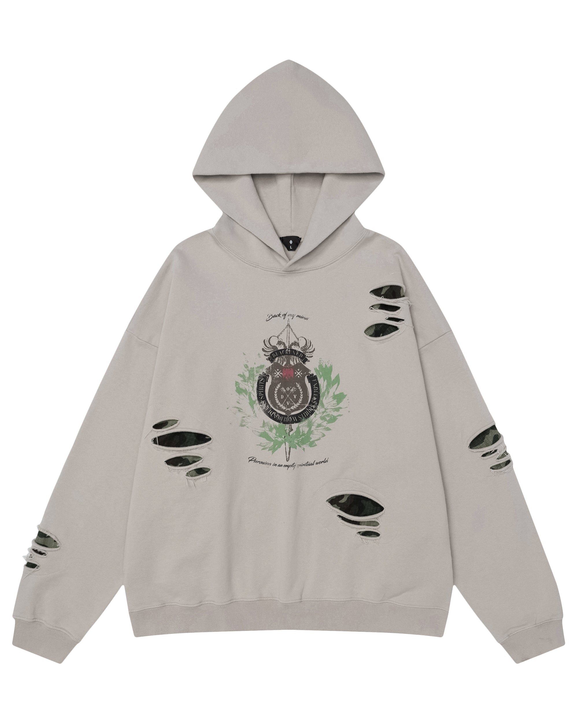 OVDY Badge Ripped Hoodie