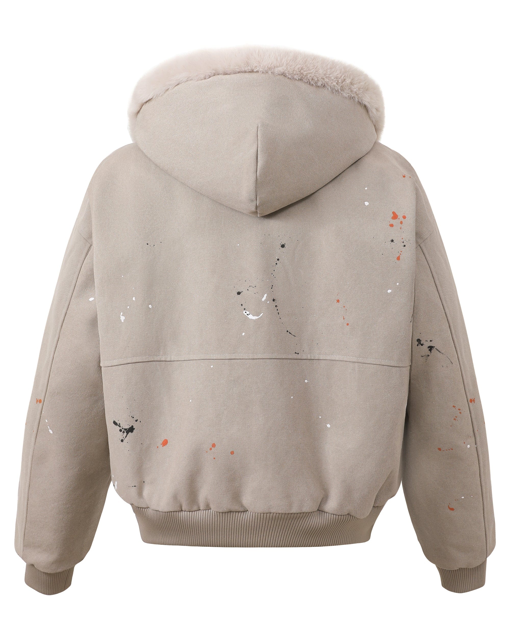 KREATE Rivet Zipper Paint-splattered Fleece-Lined Hooded Jacket, premium urban and streetwear designers apparel on PROJECTISR.com, KREATE