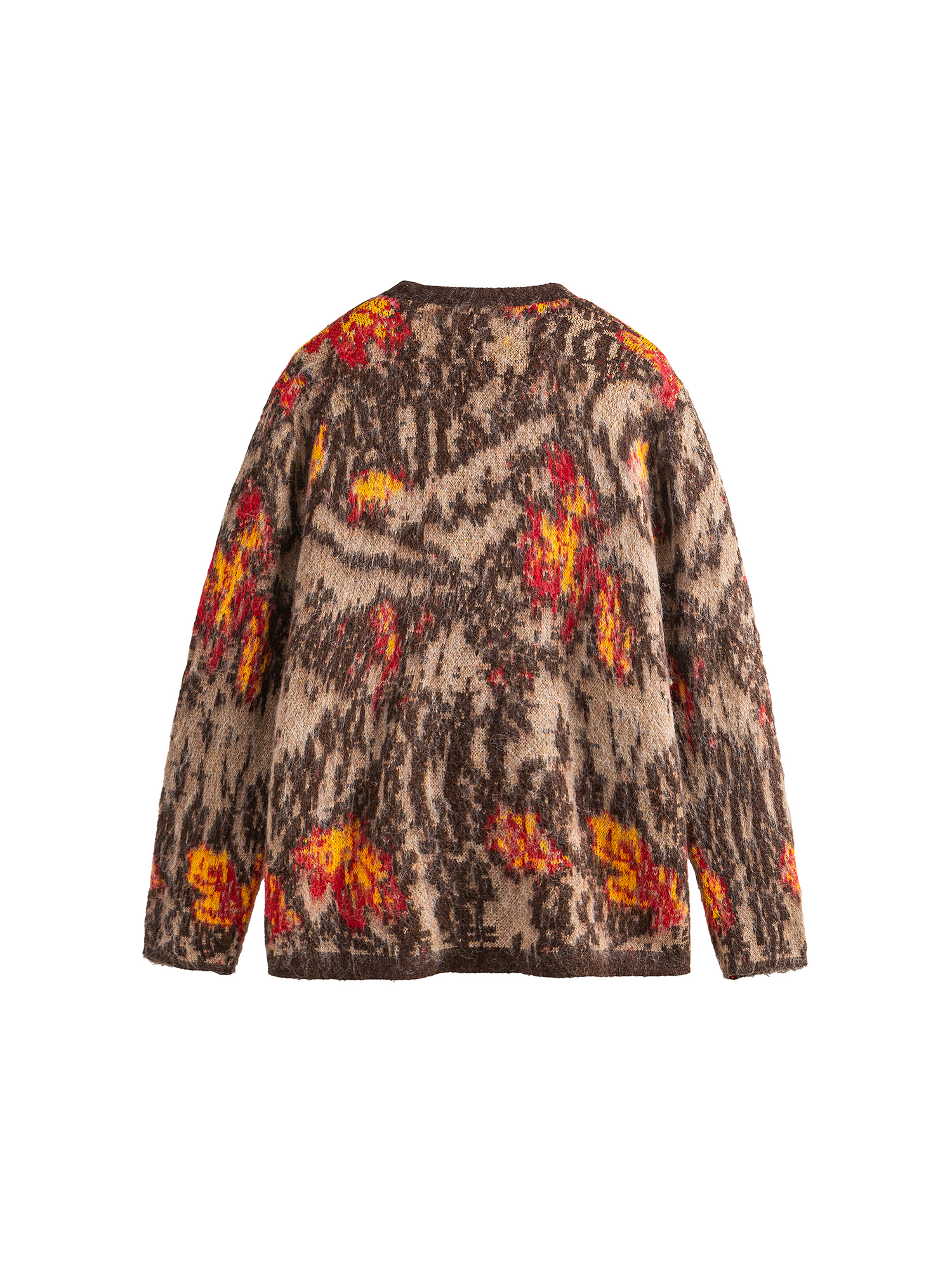 ME DA IGUAL Fuzzy Jacquard Floral Cardigan