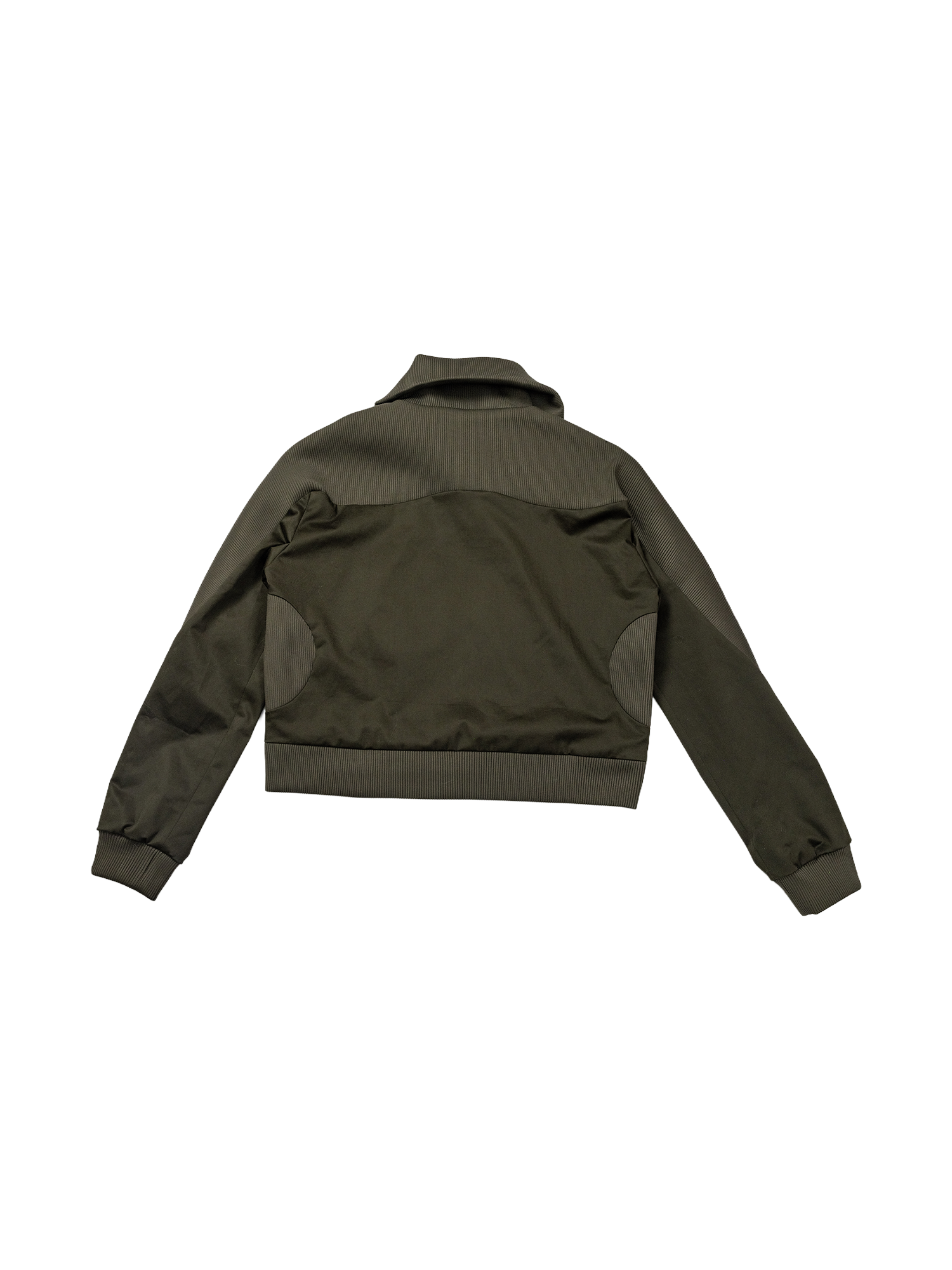 KADAKADA Rib-Spliced Stand-Collar Cropped Jacket