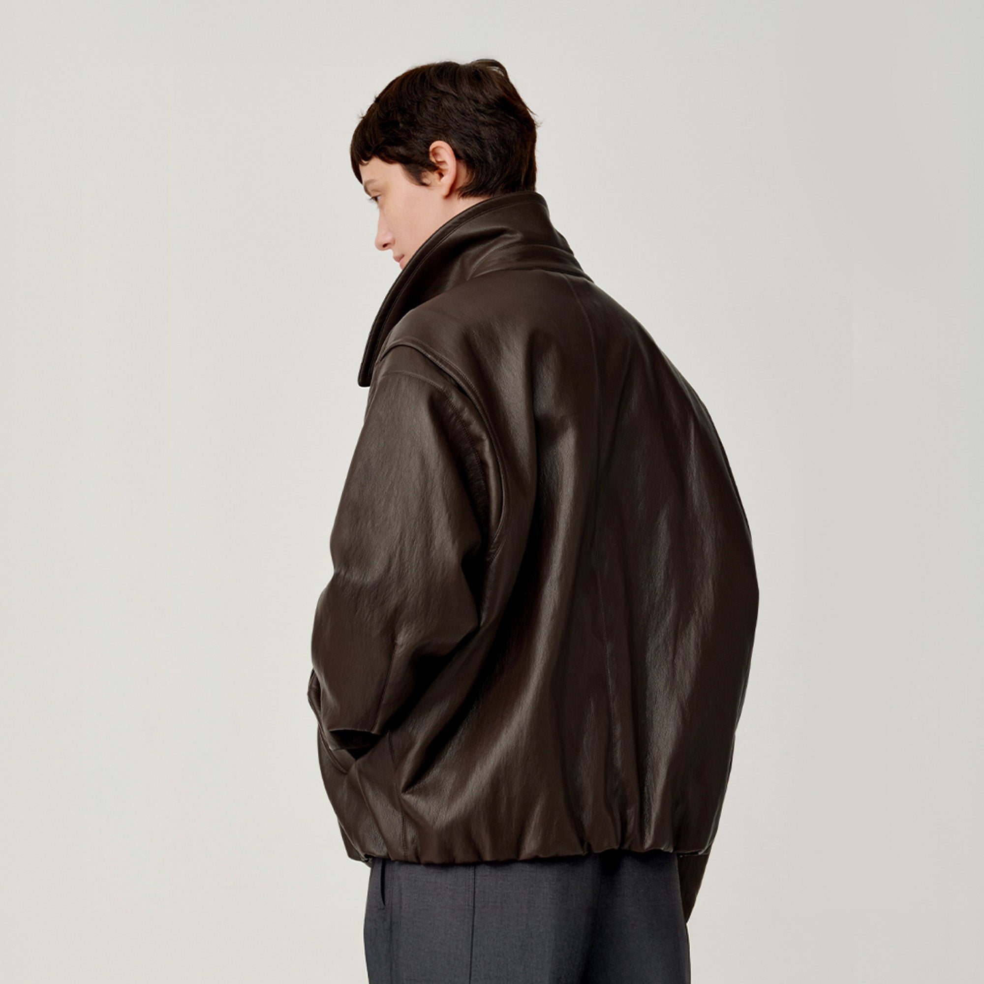 OPICLOTH Soft-Tanned Drawstring Faux Leather Jacket