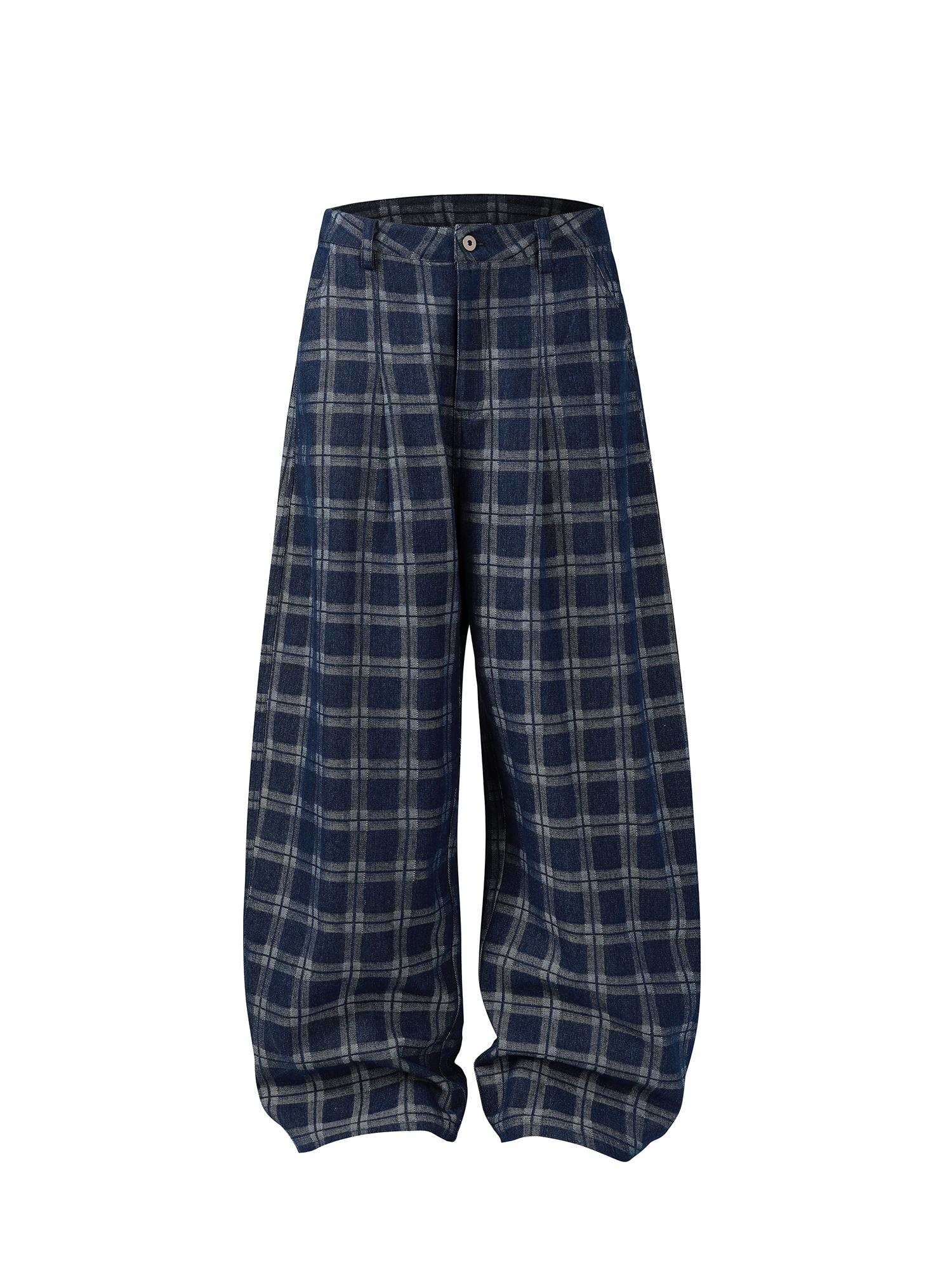 NOVACAM Retro Plaid Wide-Leg Jeans