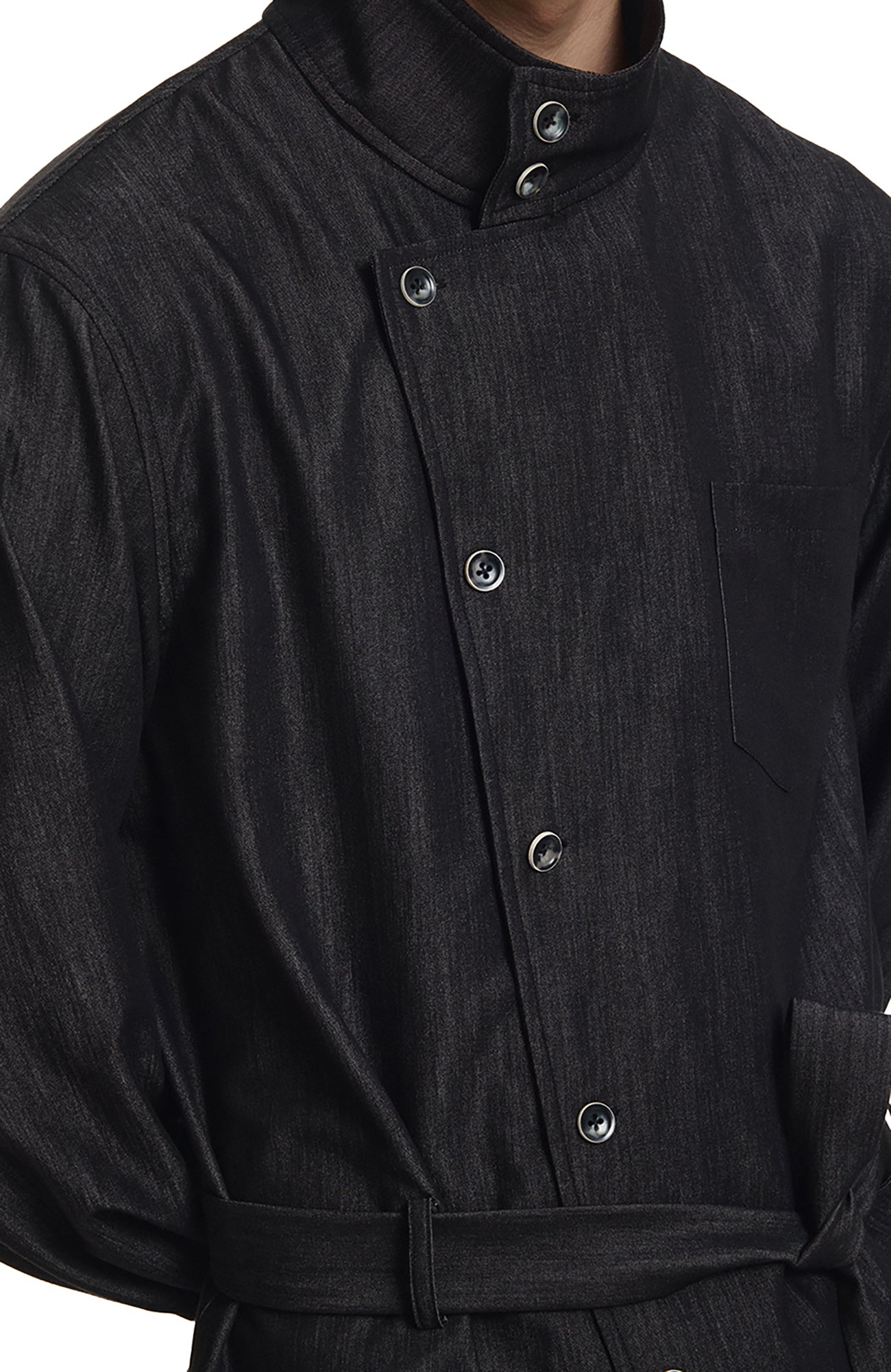 KREATE Stand Collar Wrap Tie Shirt