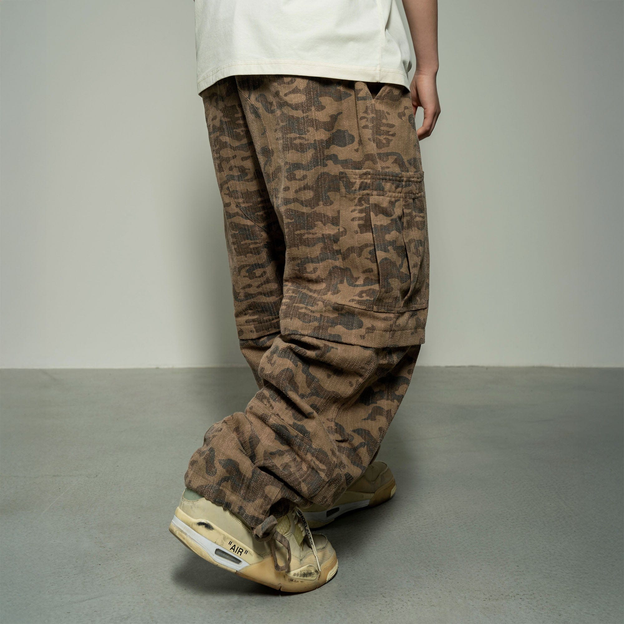MAKEMORE Camo Multi-Pocket Panel Cargo Pants, premium urban and streetwear designers apparel on PROJECTISR.com, MAKEMORE