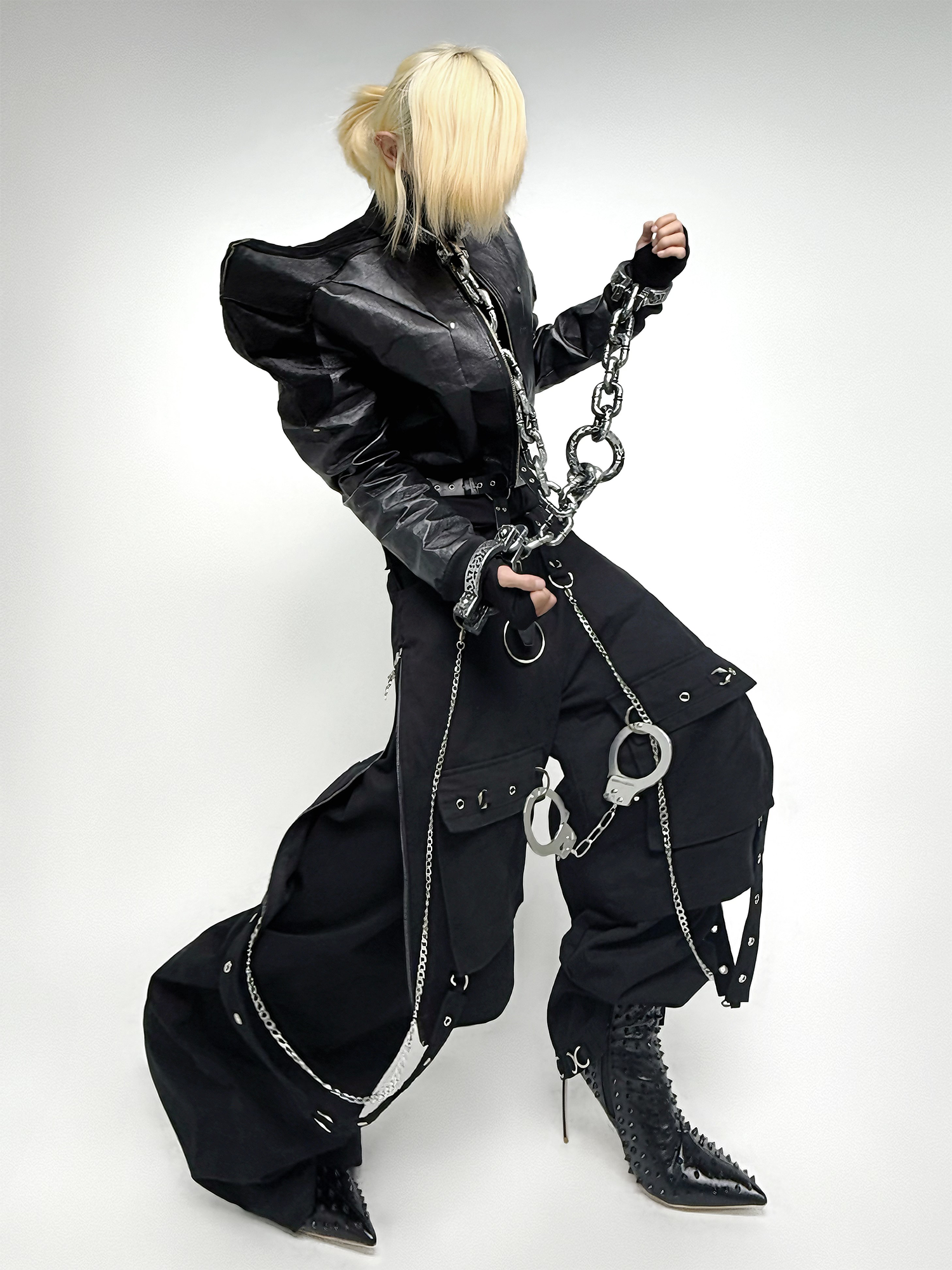 TH4SWE Punk Chain-Strap Cargo Pants