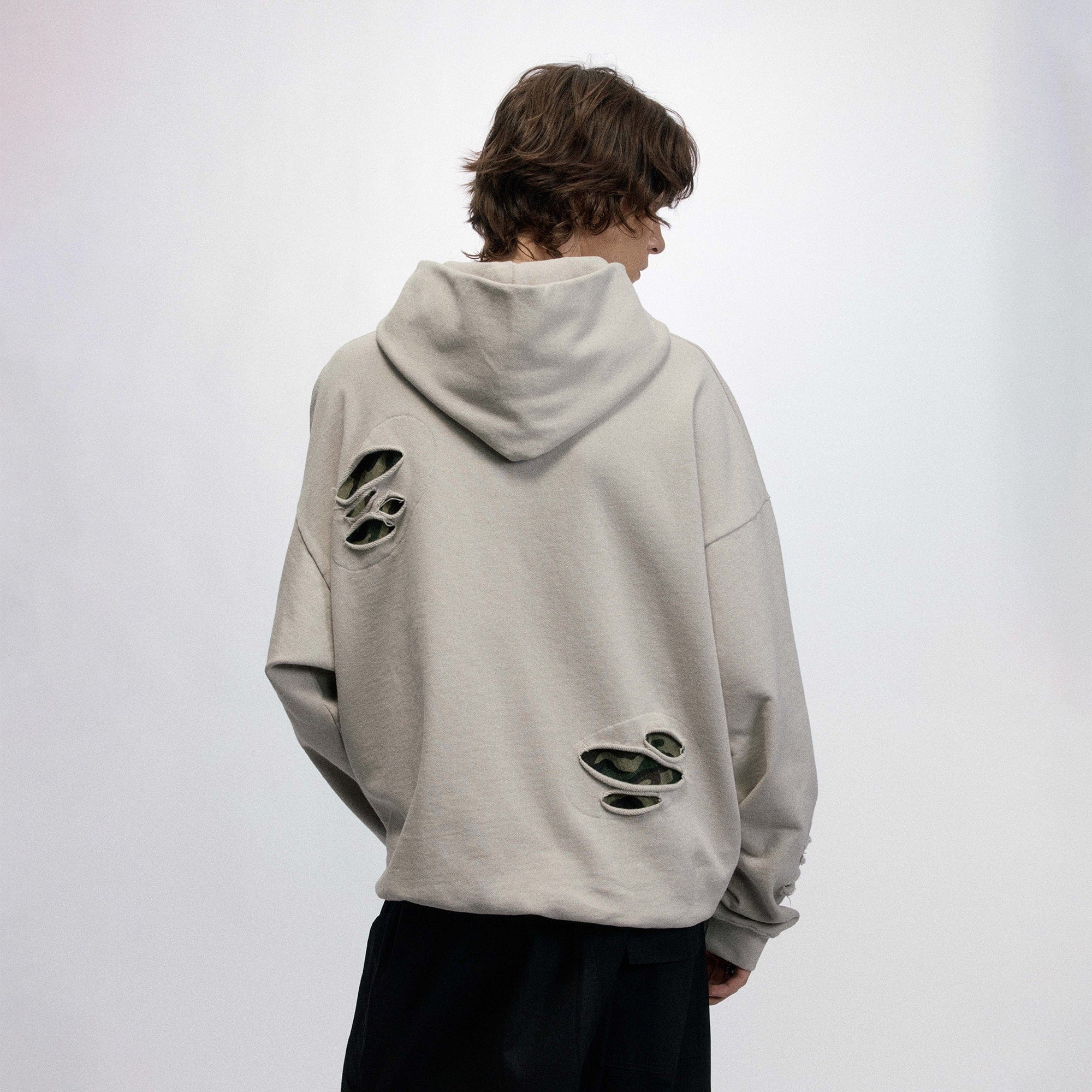 OVDY Badge Ripped Hoodie