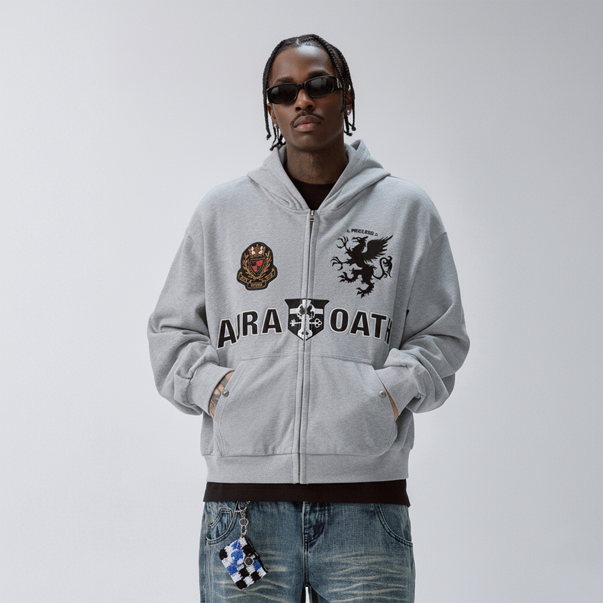 F2CE Crest Emblem Patch Zip-Up Hoodie
