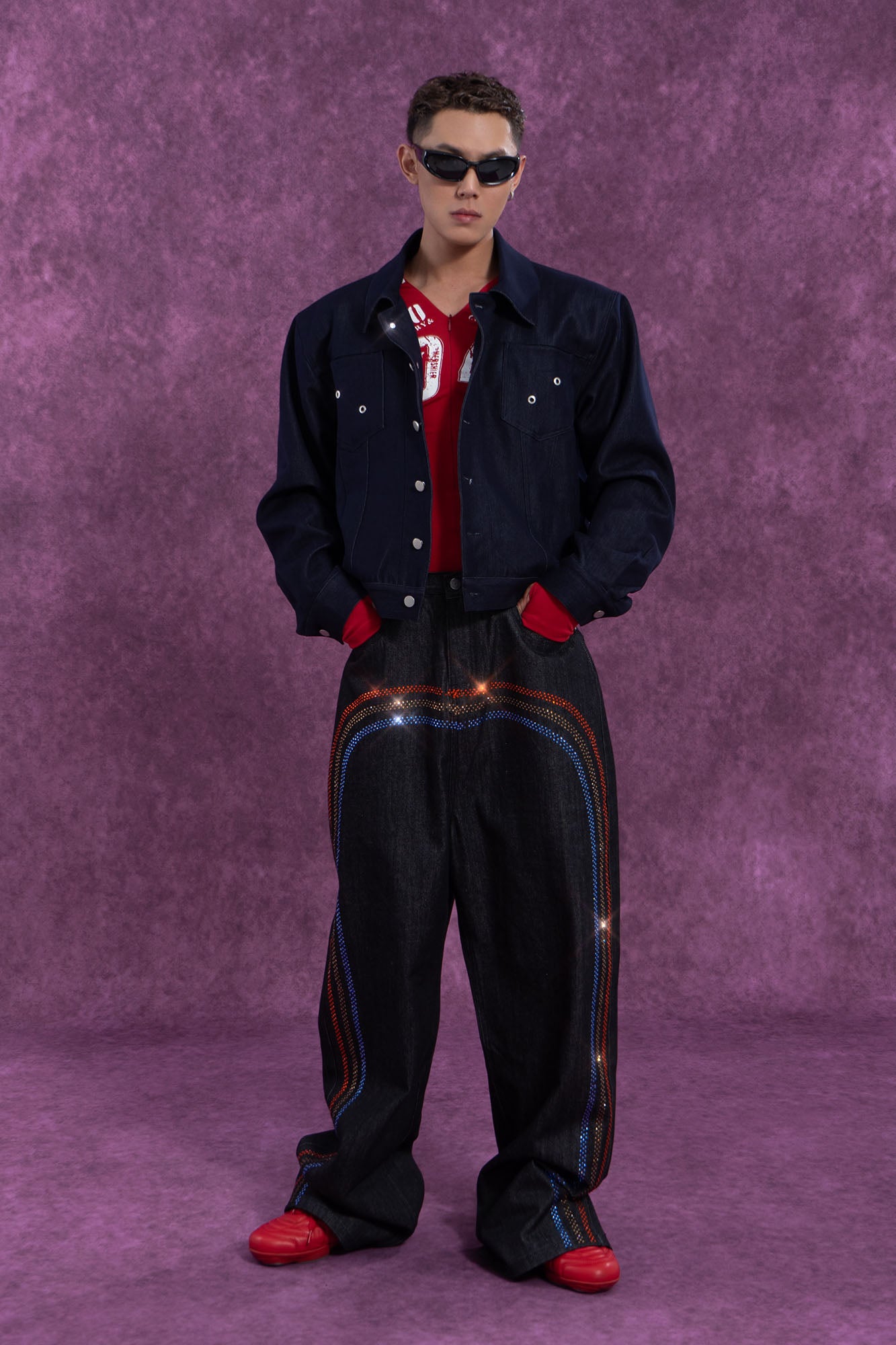 CLP Cropped Shoulder Padding Denim Jacket